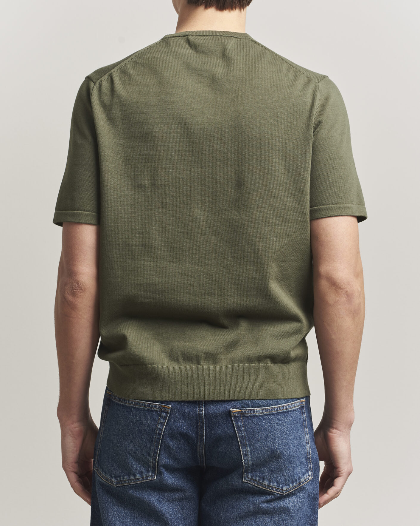 Homme | T-shirts | Tiger of Sweden | Connor Cotton Knitted T-Shirt Kalamata Green