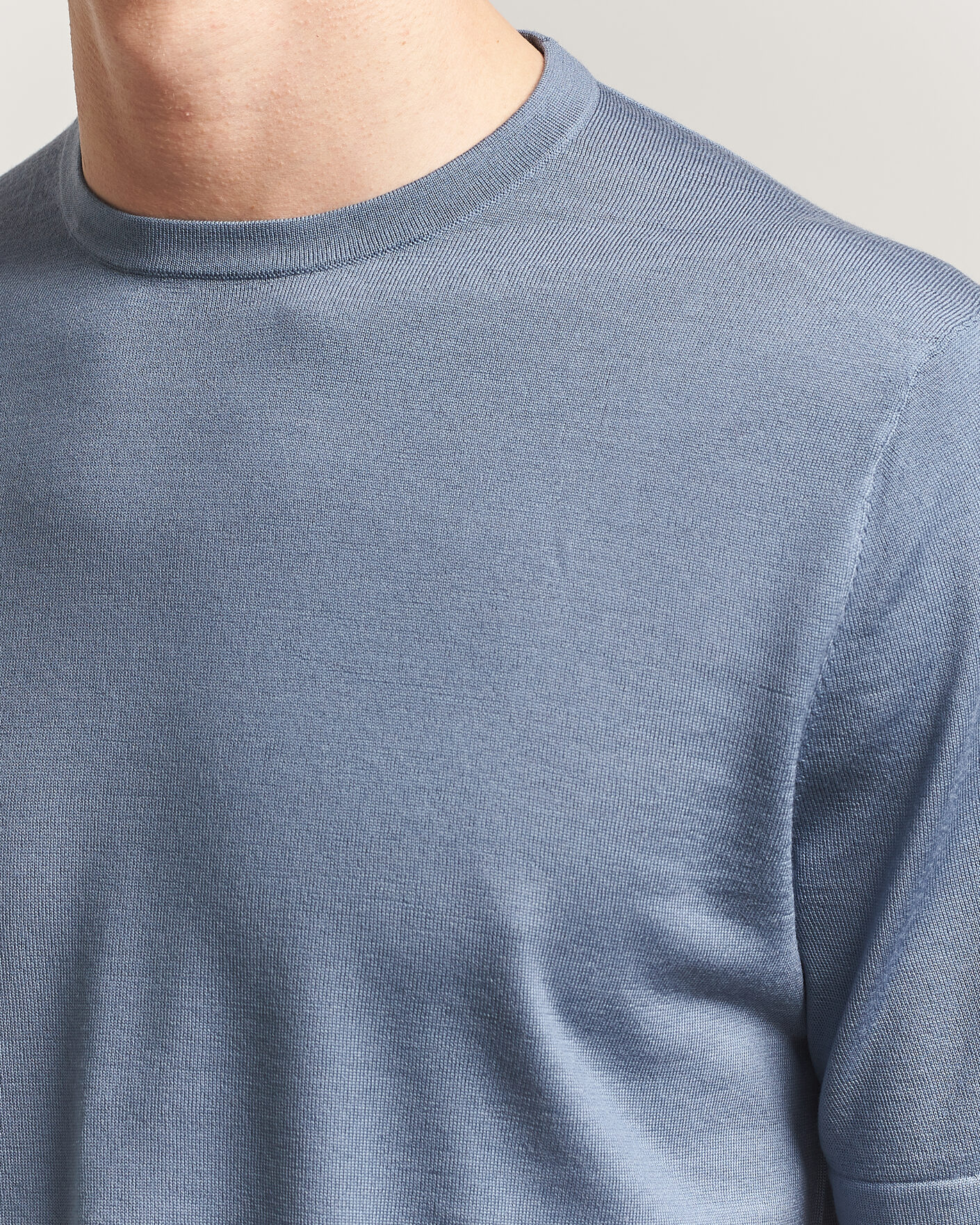 Homme | T-shirts | Tiger of Sweden | Connor Merino Knitted T-Shirt Dull Blue