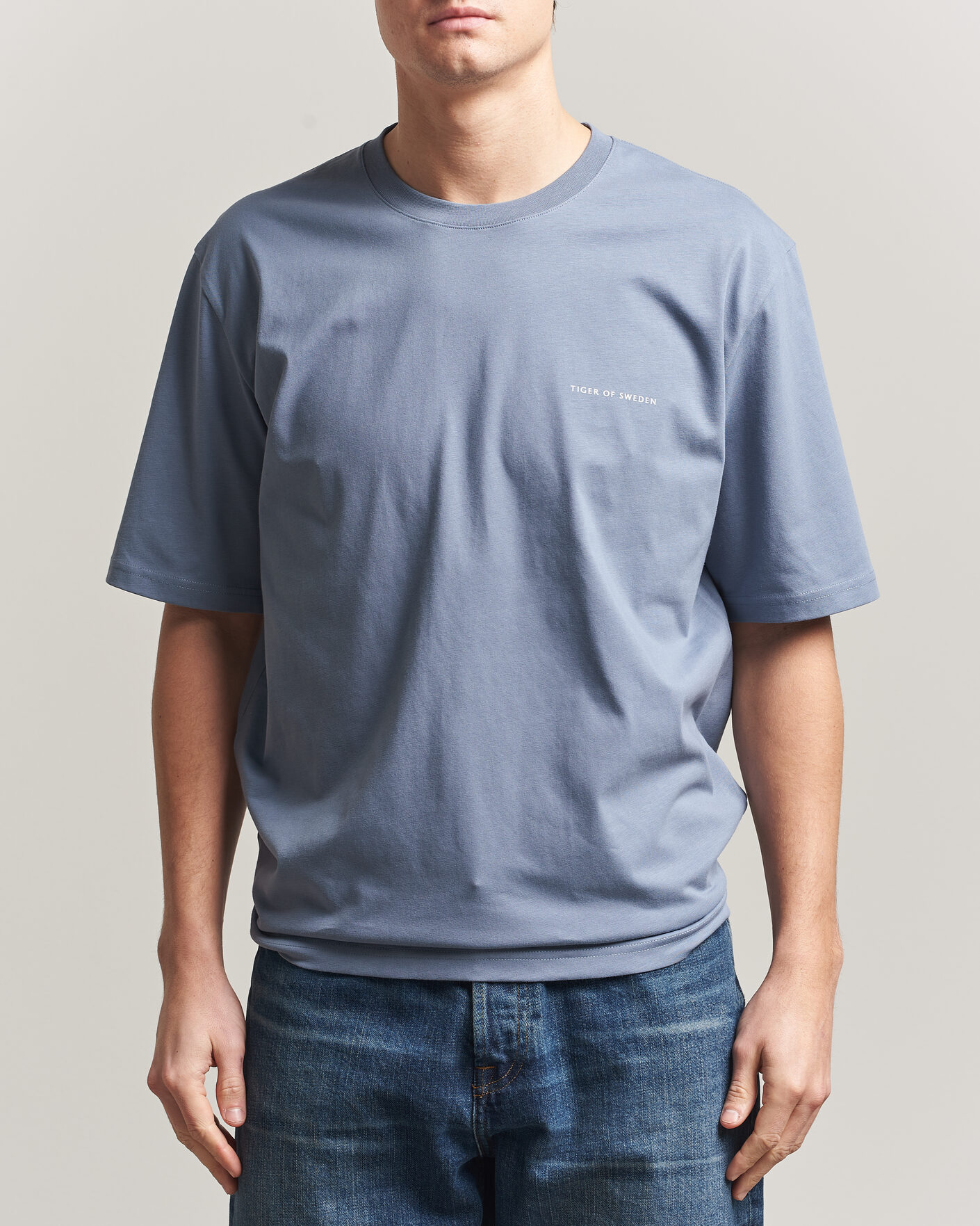 Homme | T-shirts | Tiger of Sweden | Pro Logo Crew Neck T-Shirt Dull Blue