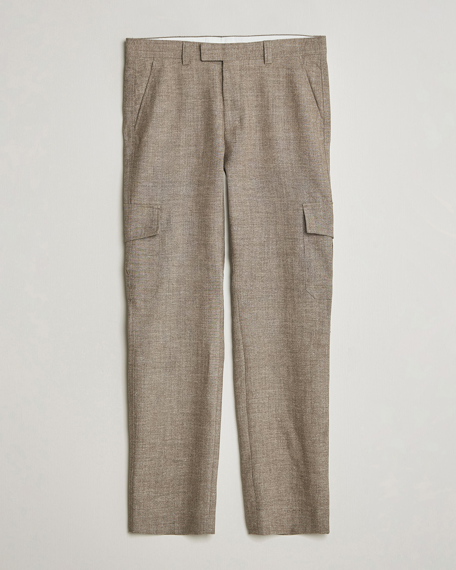 Homme | Pantalons | Tiger of Sweden | Mend Wool/Linen Cargo Trousers Sawgrass Brown