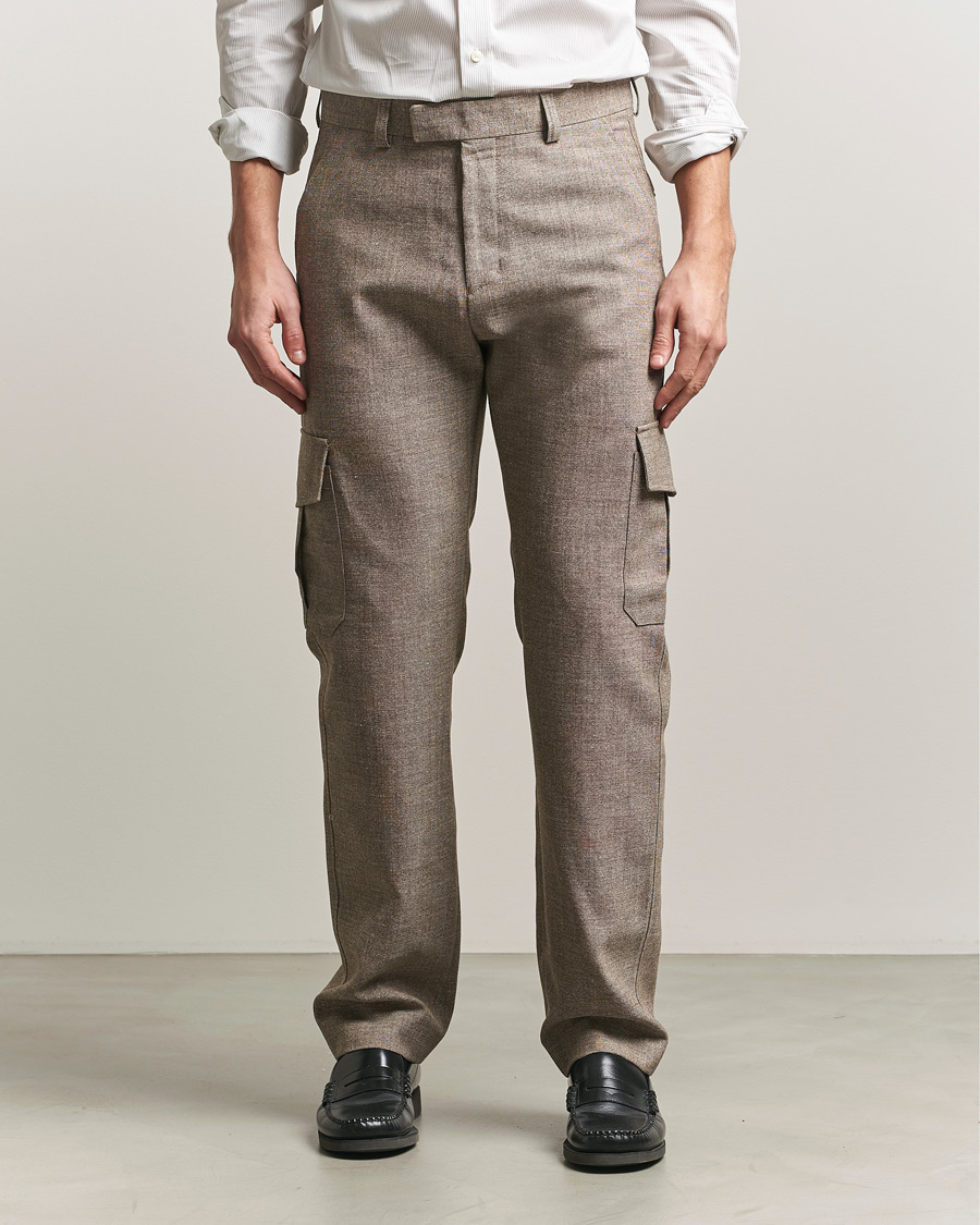Homme | Pantalons | Tiger of Sweden | Mend Wool/Linen Cargo Trousers Sawgrass Brown