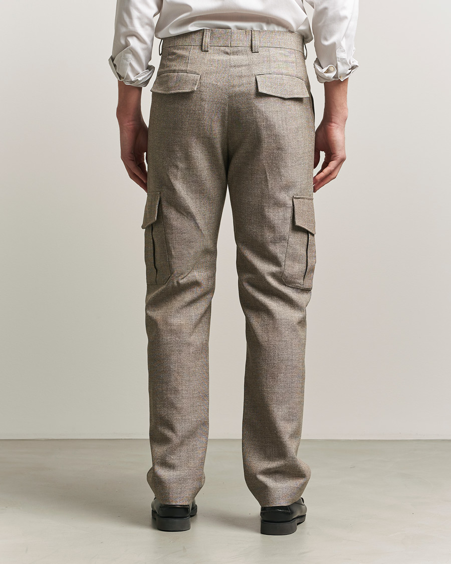 Homme | Pantalons | Tiger of Sweden | Mend Wool/Linen Cargo Trousers Sawgrass Brown