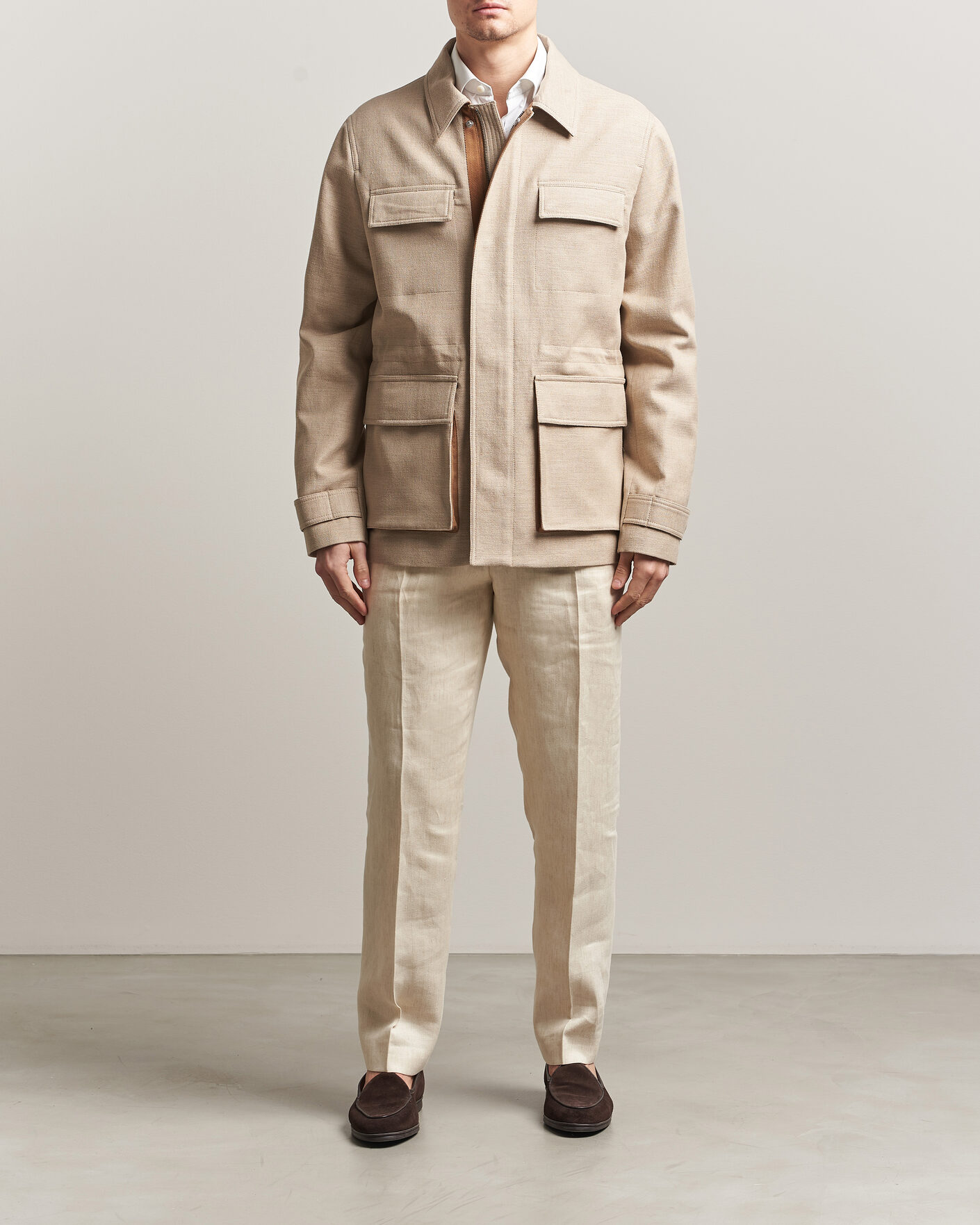 Homme | Manteaux Et Vestes | Tiger of Sweden | Sandser Cotton/Linen Field Jacket Soft Latte