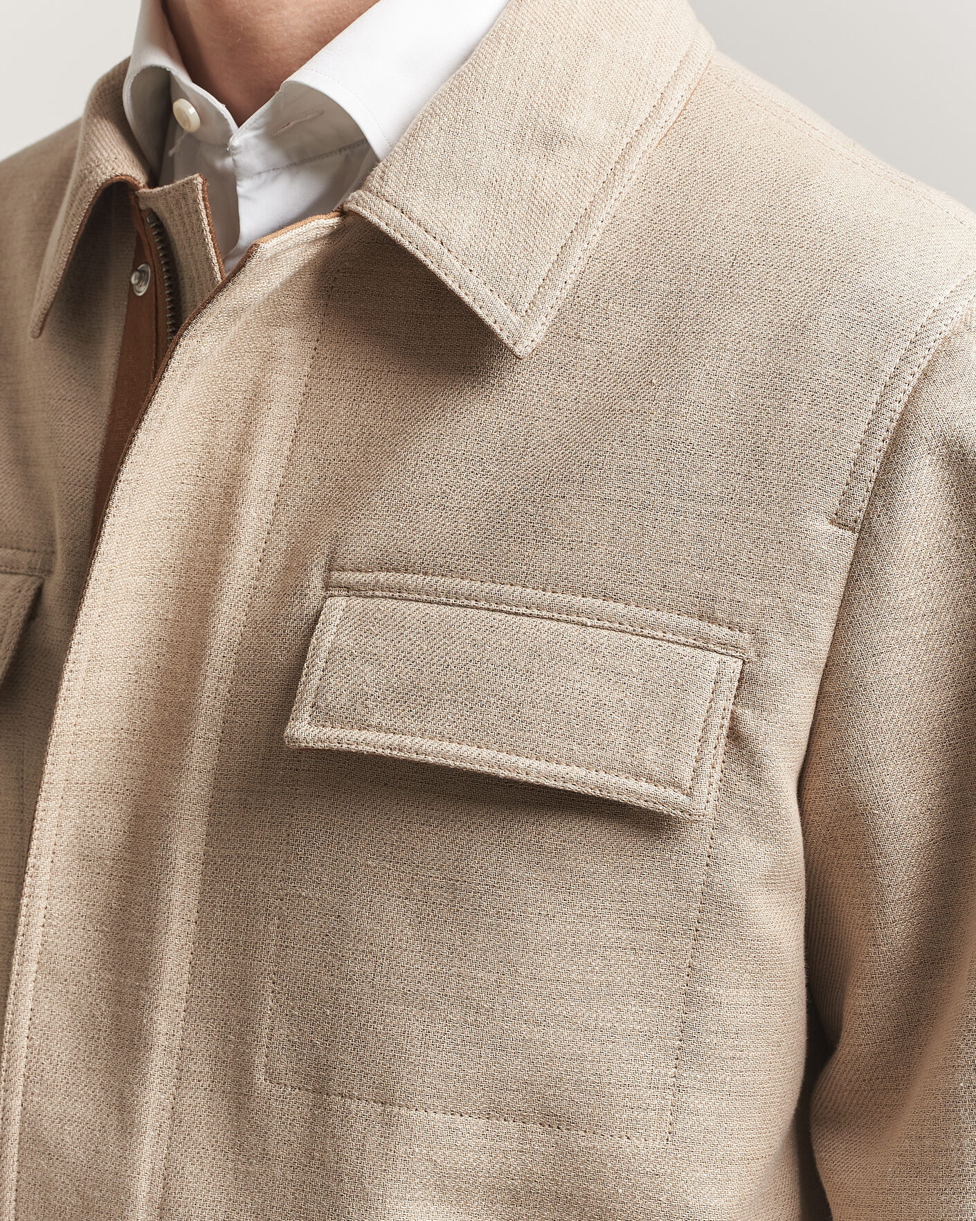 Homme | Manteaux Et Vestes | Tiger of Sweden | Sandser Cotton/Linen Field Jacket Soft Latte