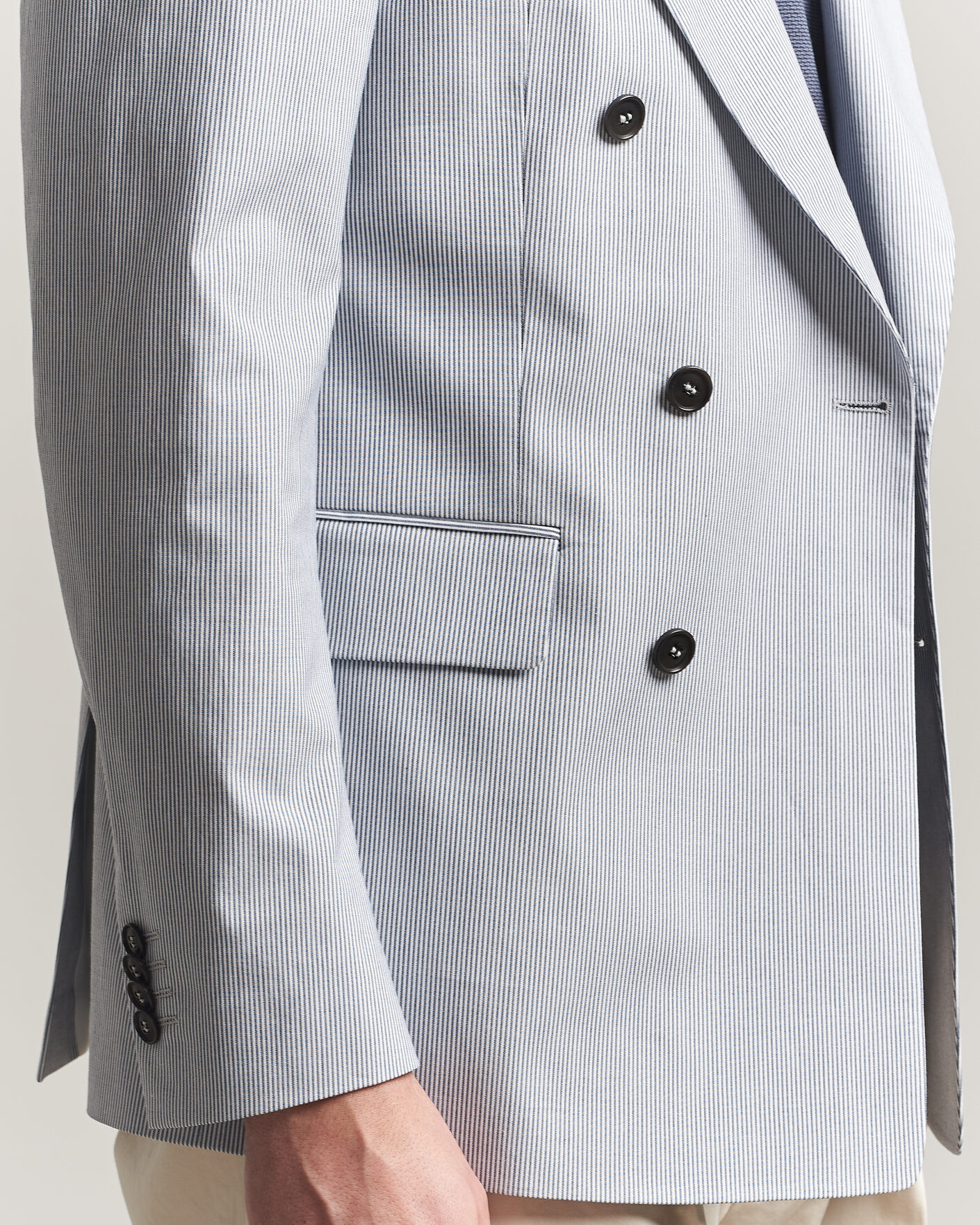 Homme | Blazers | Tiger of Sweden | Ease Cotton Double Breasted Blazer Thunder Blue
