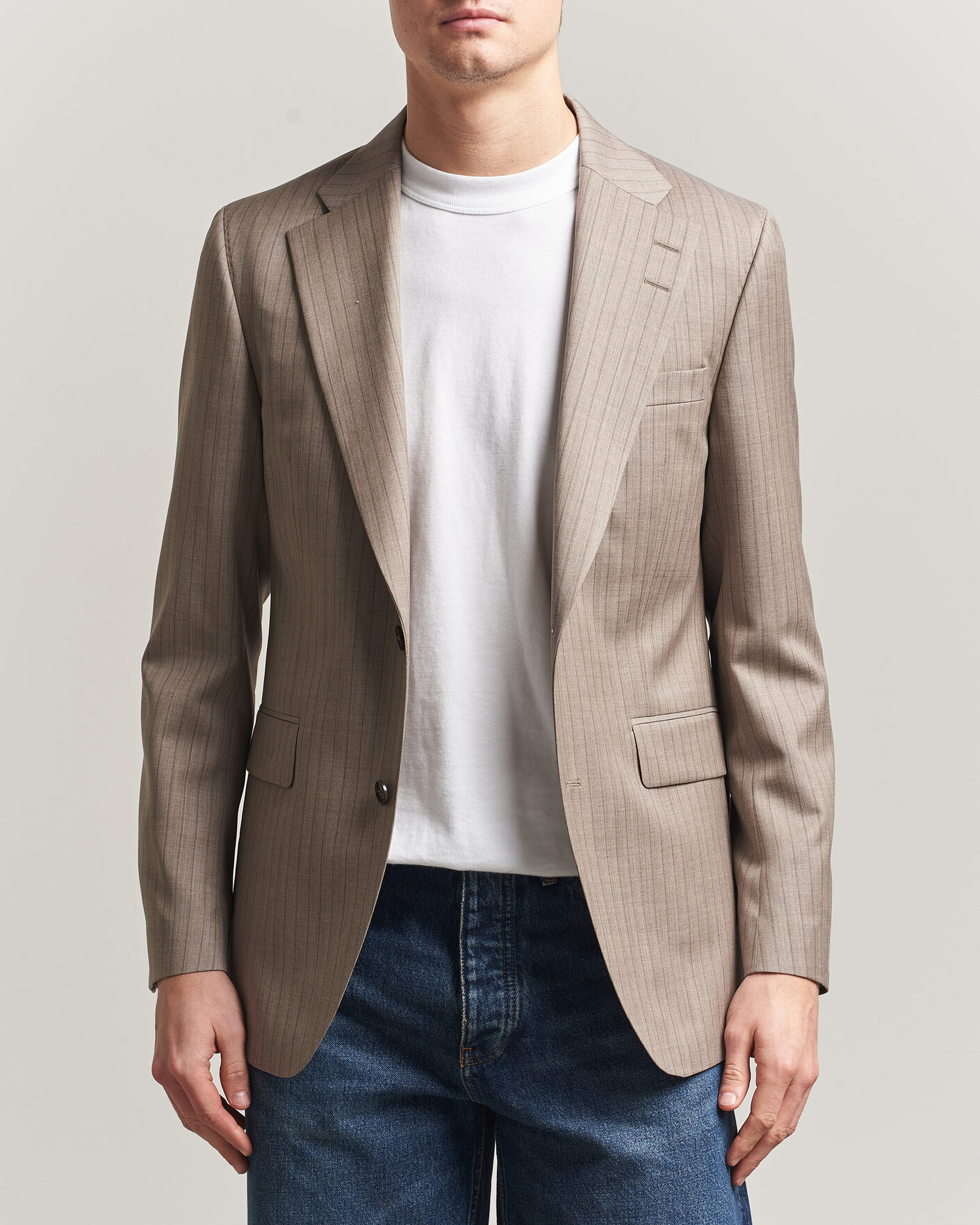 Homme | Blazers | Tiger of Sweden | Ease Wool Pinstriped Blazer Clay