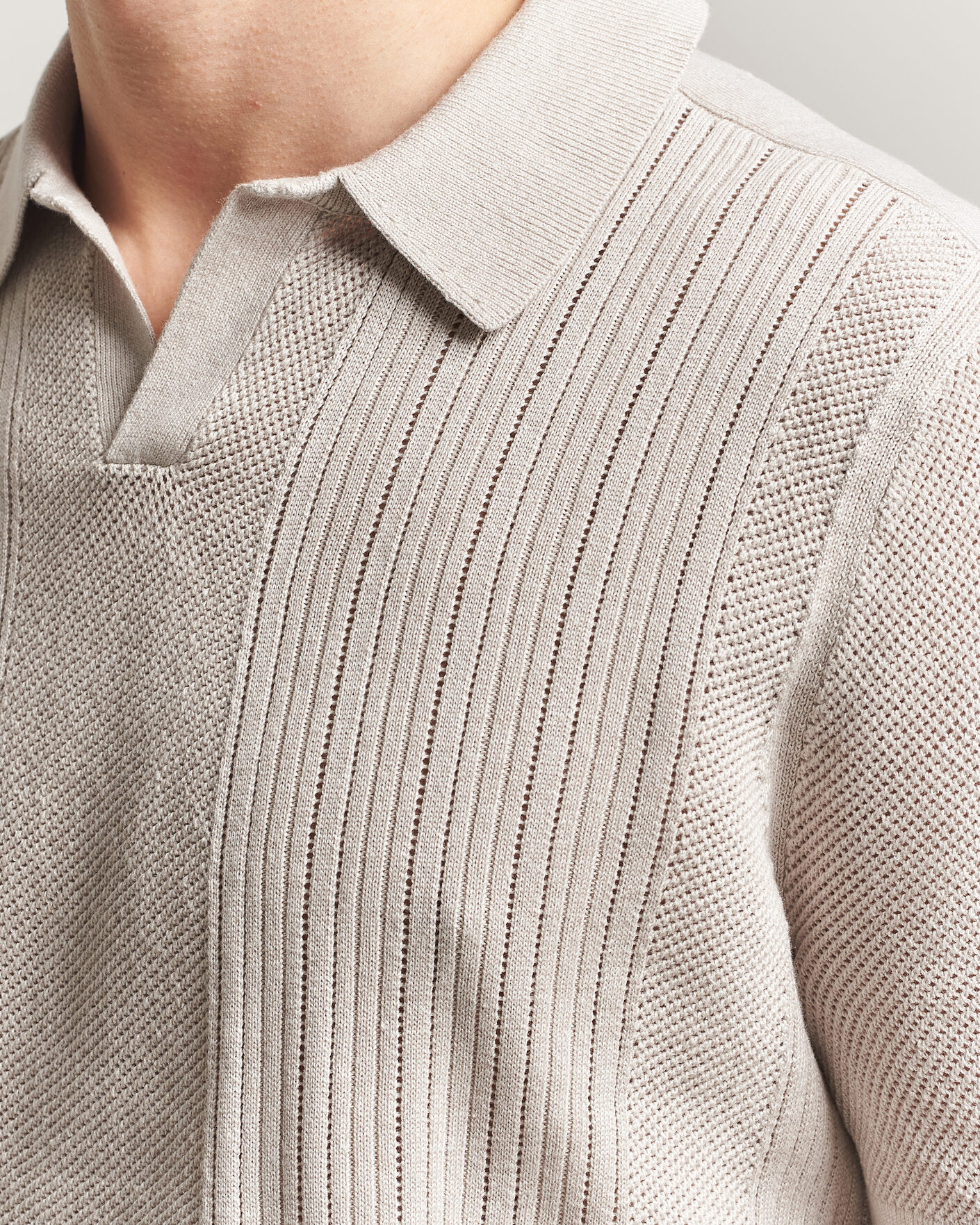 Homme | Polos | Tiger of Sweden | Eoin Wool/Linen Knitted Polo Ivory