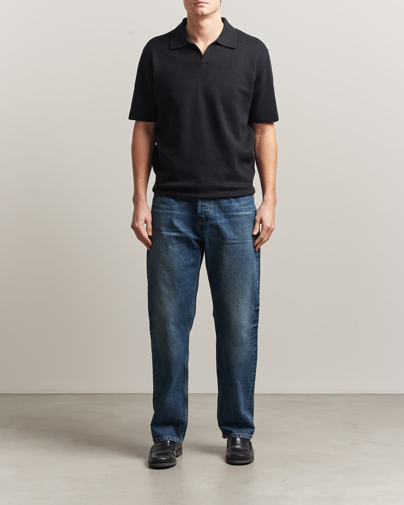 Homme | Polos | Tiger of Sweden | Maelon Cotton/Linen Knitted Polo Black
