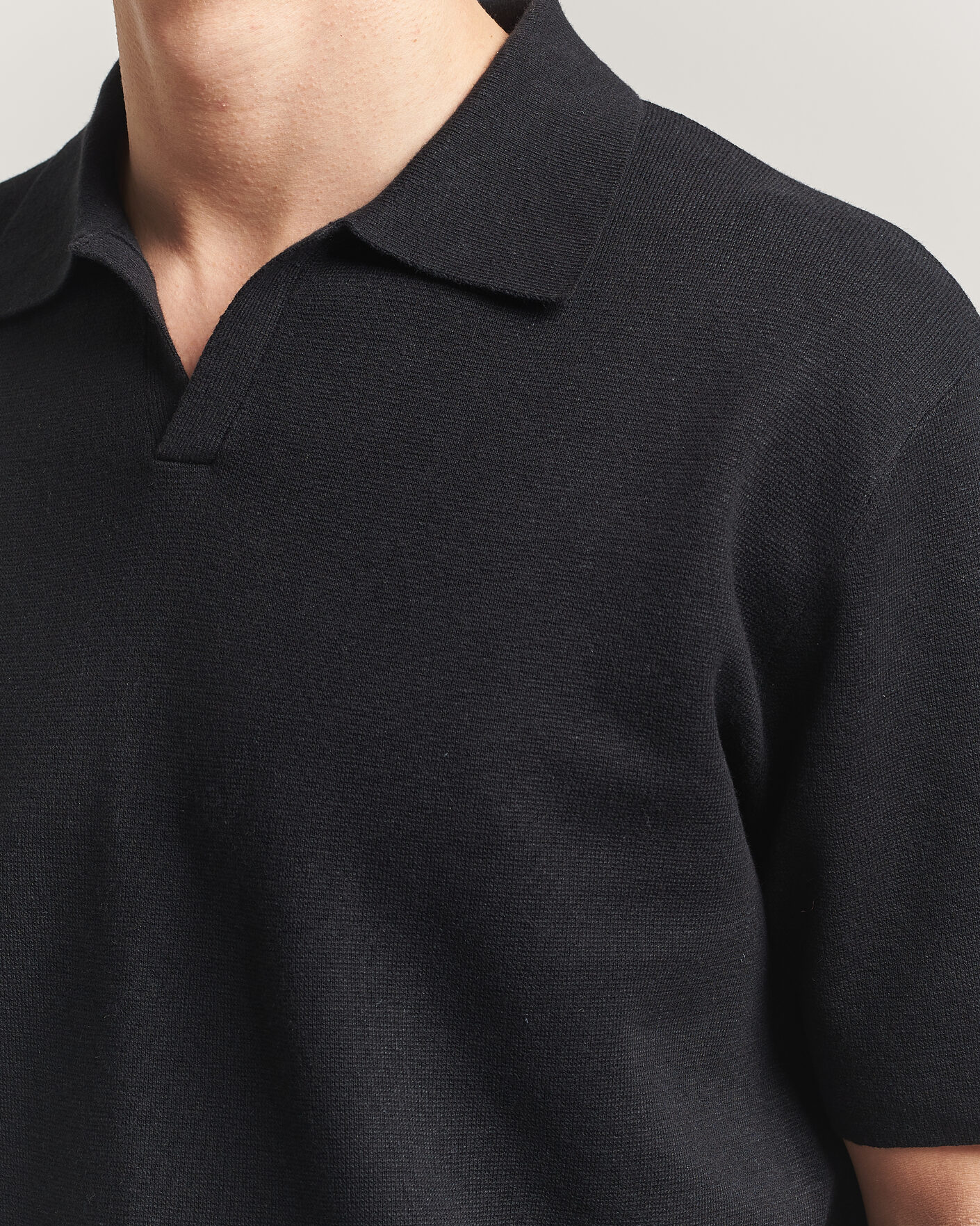Homme | Polos | Tiger of Sweden | Maelon Cotton/Linen Knitted Polo Black