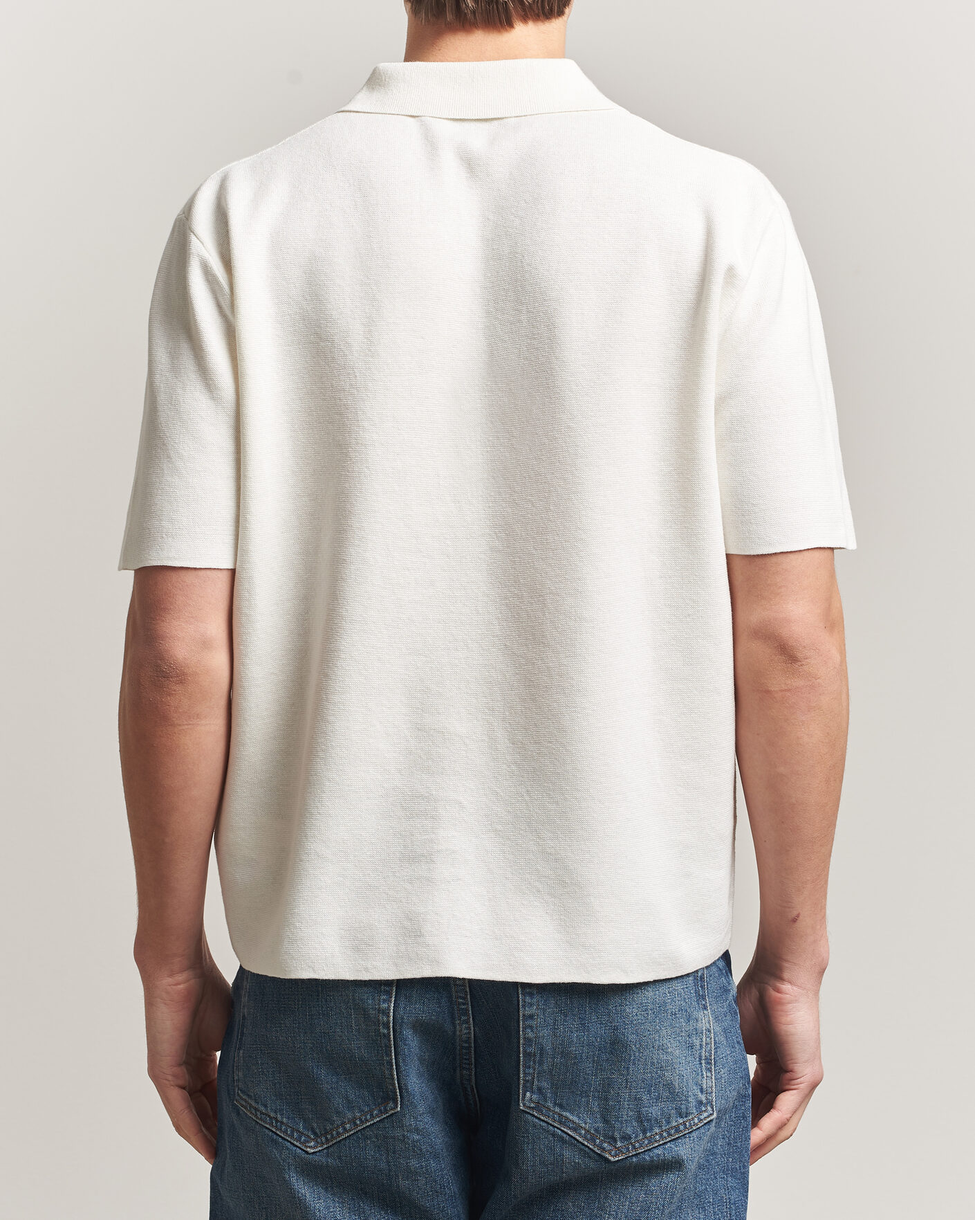 Homme | Polos | Tiger of Sweden | Maelon Cotton/Linen Knitted Polo Pure White