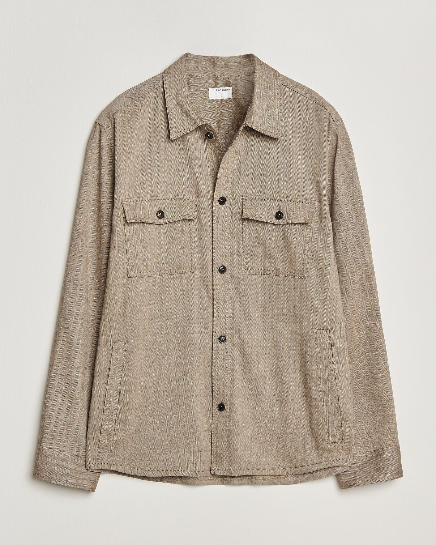 Homme | Chemises | Tiger of Sweden | Bishop Linen Overshirt Vintage Beige