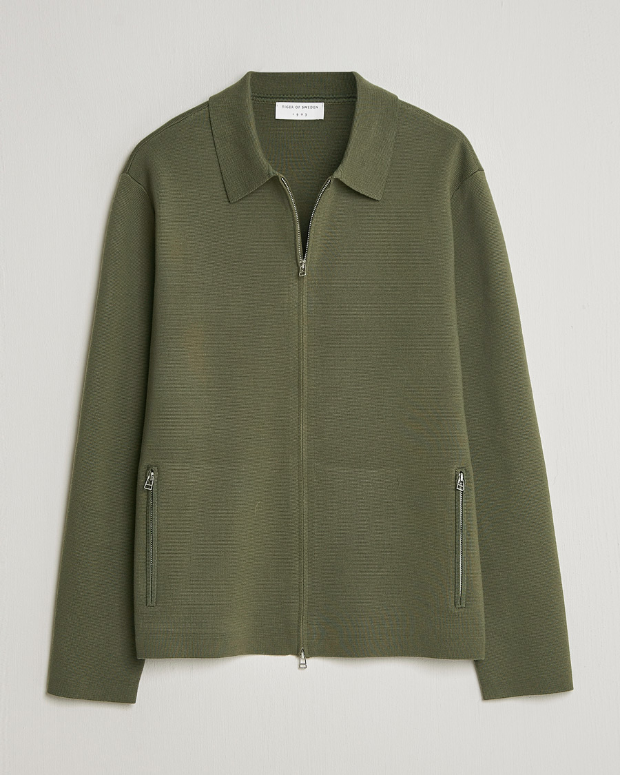 Homme | Pulls Et Tricots | Tiger of Sweden | Celyn Knitted Full Zip Kalamata Green