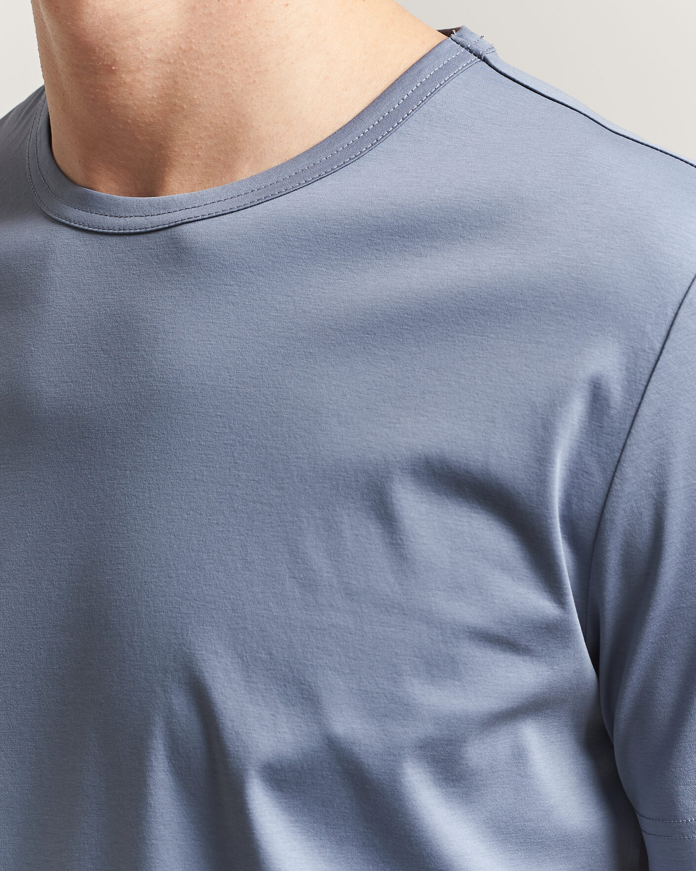 Homme | T-shirts | Tiger of Sweden | Olaf Mercerized Cotton T-Shirt Dull Blue