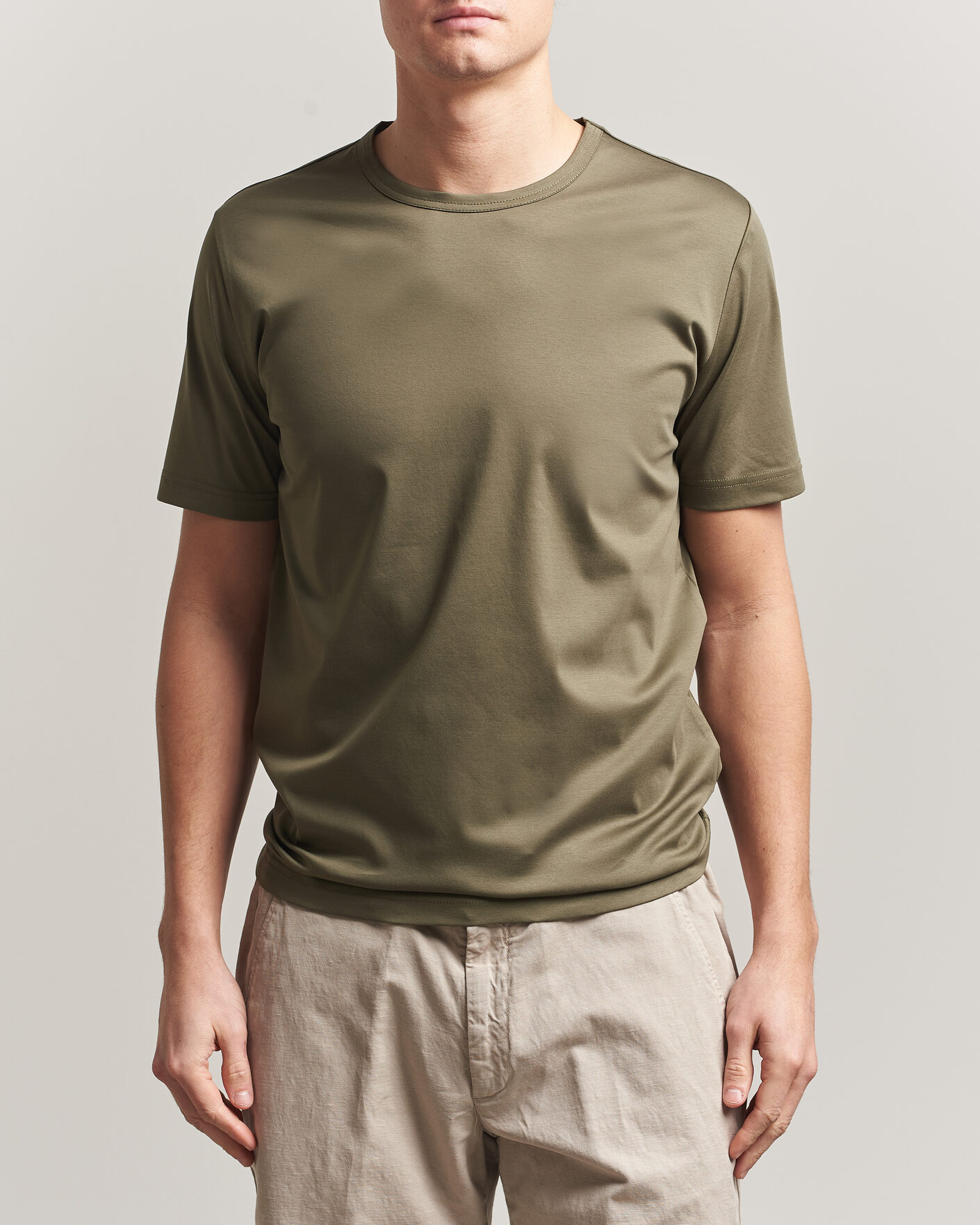 Homme | T-shirts | Tiger of Sweden | Olaf Mercerized Cotton T-Shirt Kalamata Green