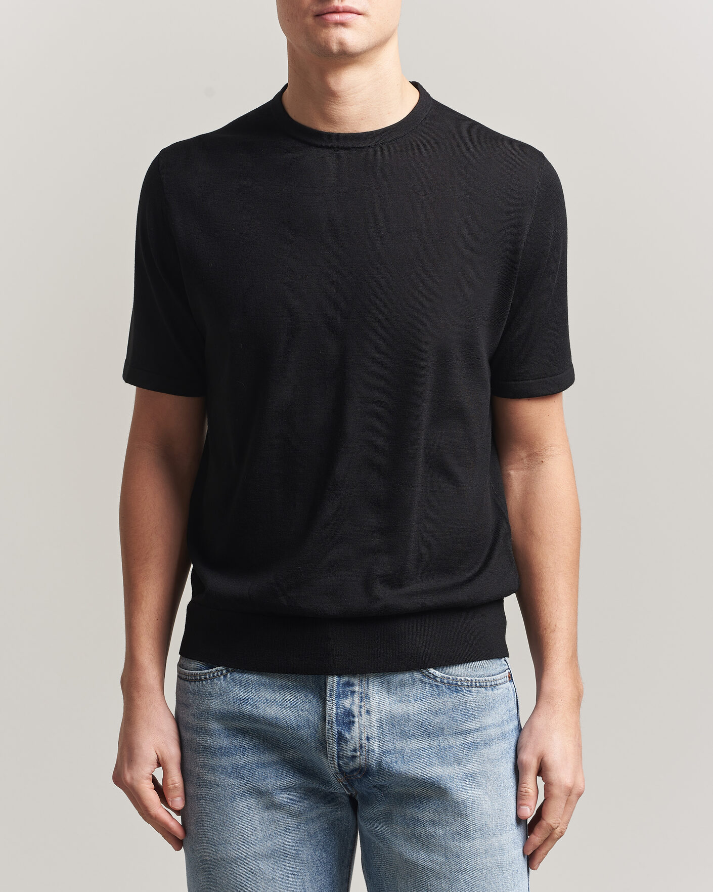 Homme | T-shirts | Tiger of Sweden | Connor Knitted Crew Neck T-Shirt Black