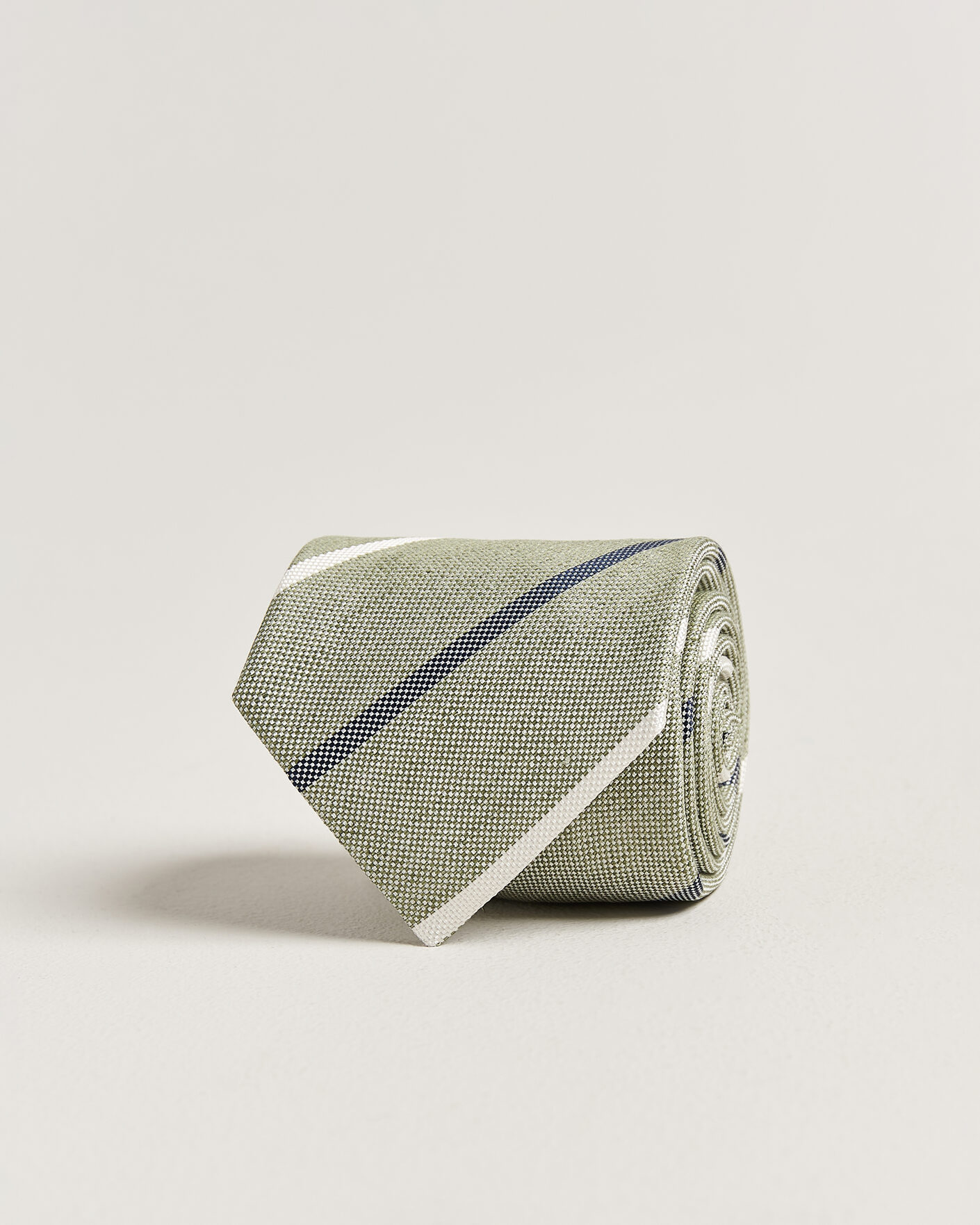Homme | Cravates | Amanda Christensen | Silk/Linen 8cm Striped Tie Green