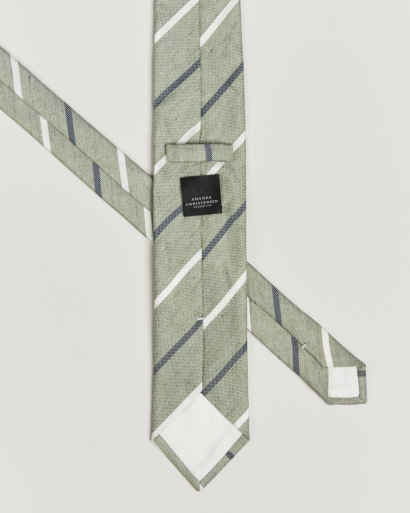 Homme | Cravates | Amanda Christensen | Silk/Linen 8cm Striped Tie Green