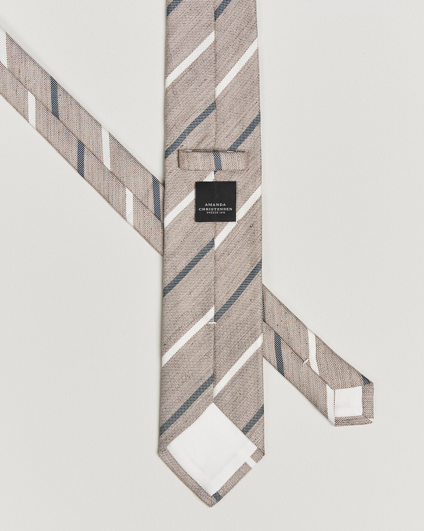 Homme | Cravates | Amanda Christensen | Silk/Linen 8cm Striped Tie Brown