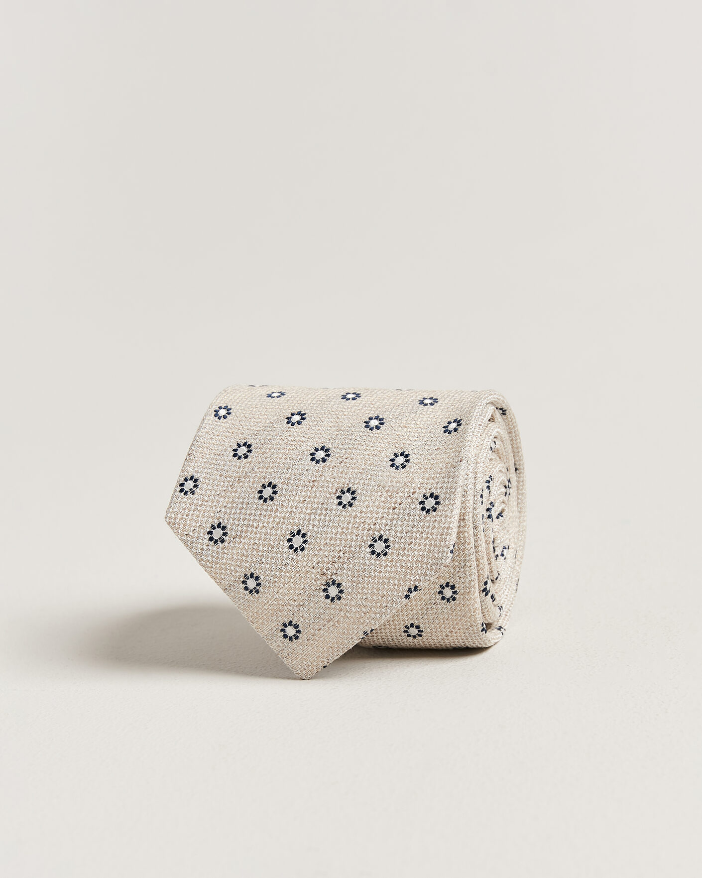 Homme | Cravates | Amanda Christensen | Silk/Linen 8cm Flower Tie Beige