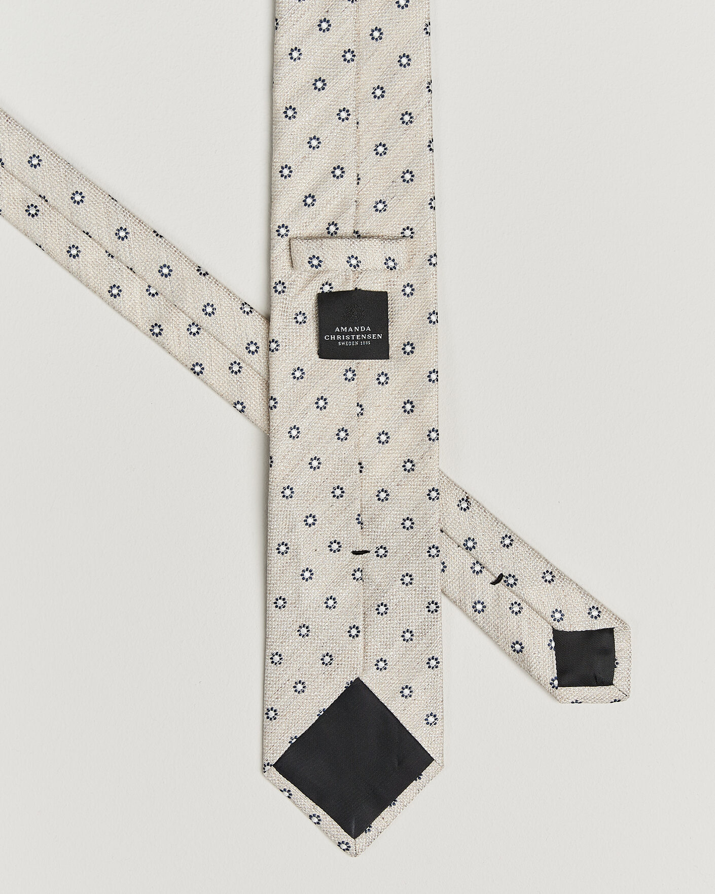 Homme | Cravates | Amanda Christensen | Silk/Linen 8cm Flower Tie Beige
