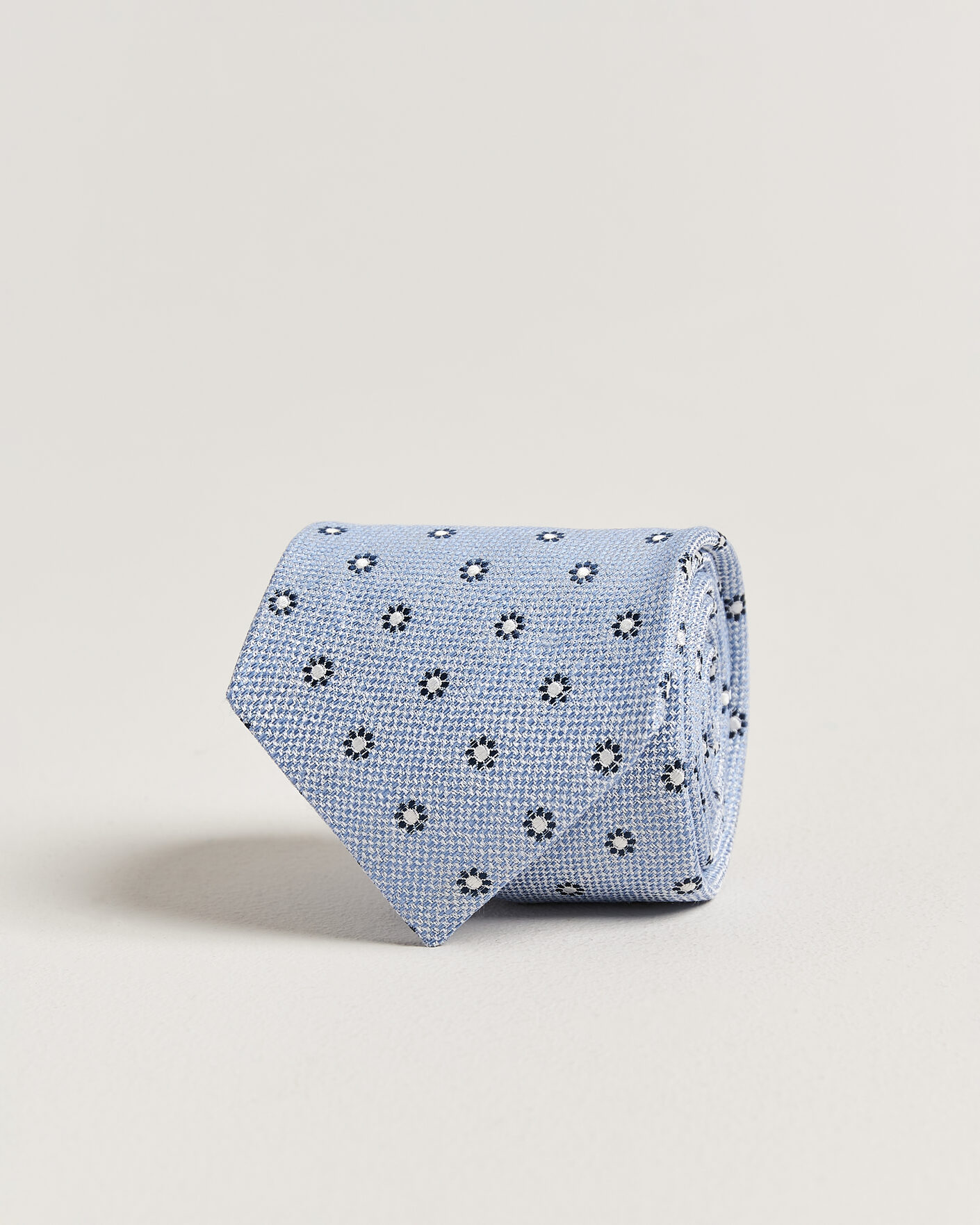 Homme | Cravates | Amanda Christensen | Silk/Linen 8cm Flower Tie Blue