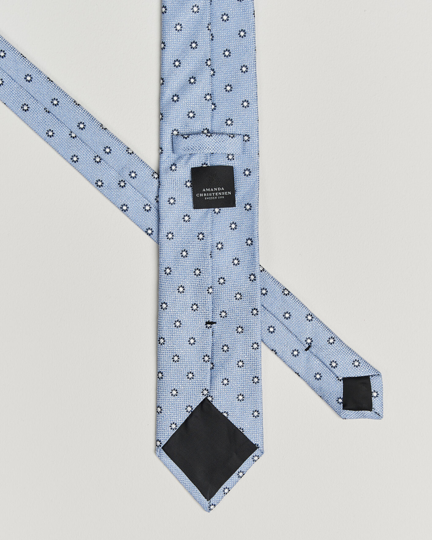 Homme | Cravates | Amanda Christensen | Silk/Linen 8cm Flower Tie Blue