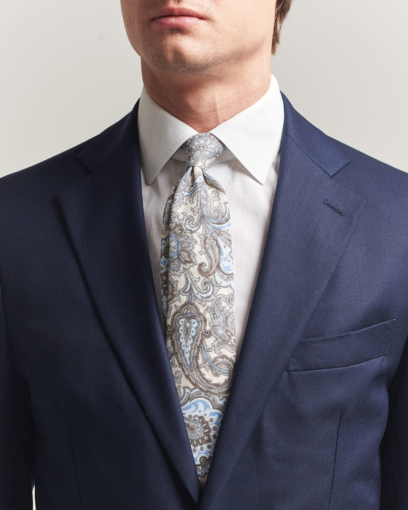 Homme | Cravates | Amanda Christensen | Linen 8cm Paisley Tie Cream