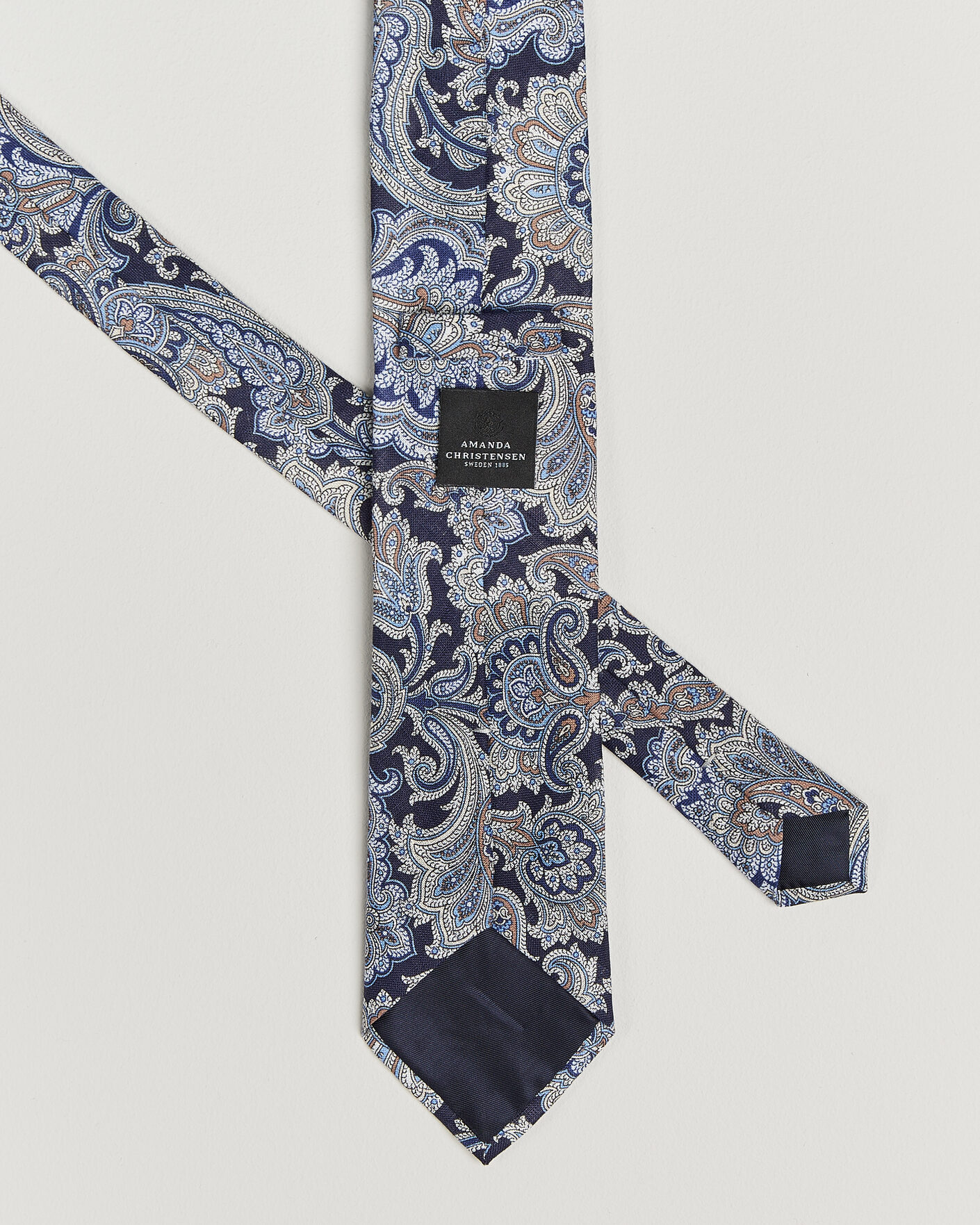 Homme | Cravates | Amanda Christensen | Linen 8cm Paisley Tie Navy