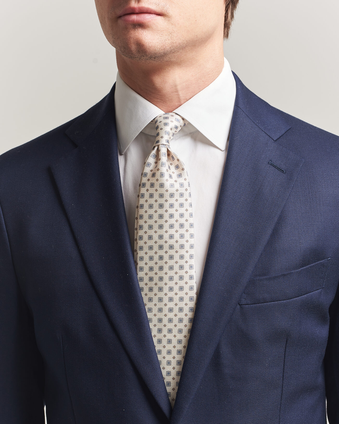 Homme | Cravates | Amanda Christensen | Silk Oxford 8cm Flower Tie Cream
