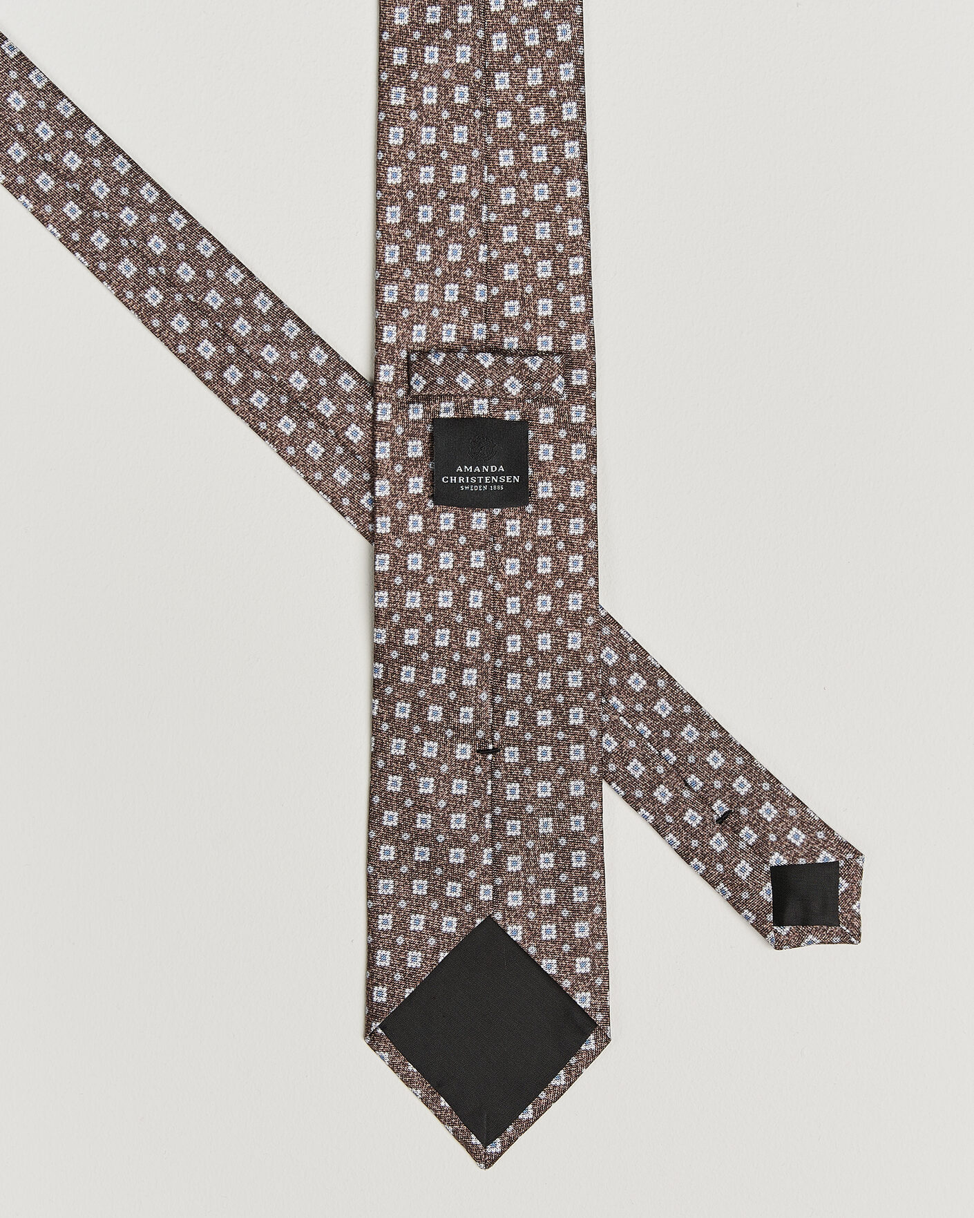 Homme | Cravates | Amanda Christensen | Silk Oxford 8cm Flower Tie Brown