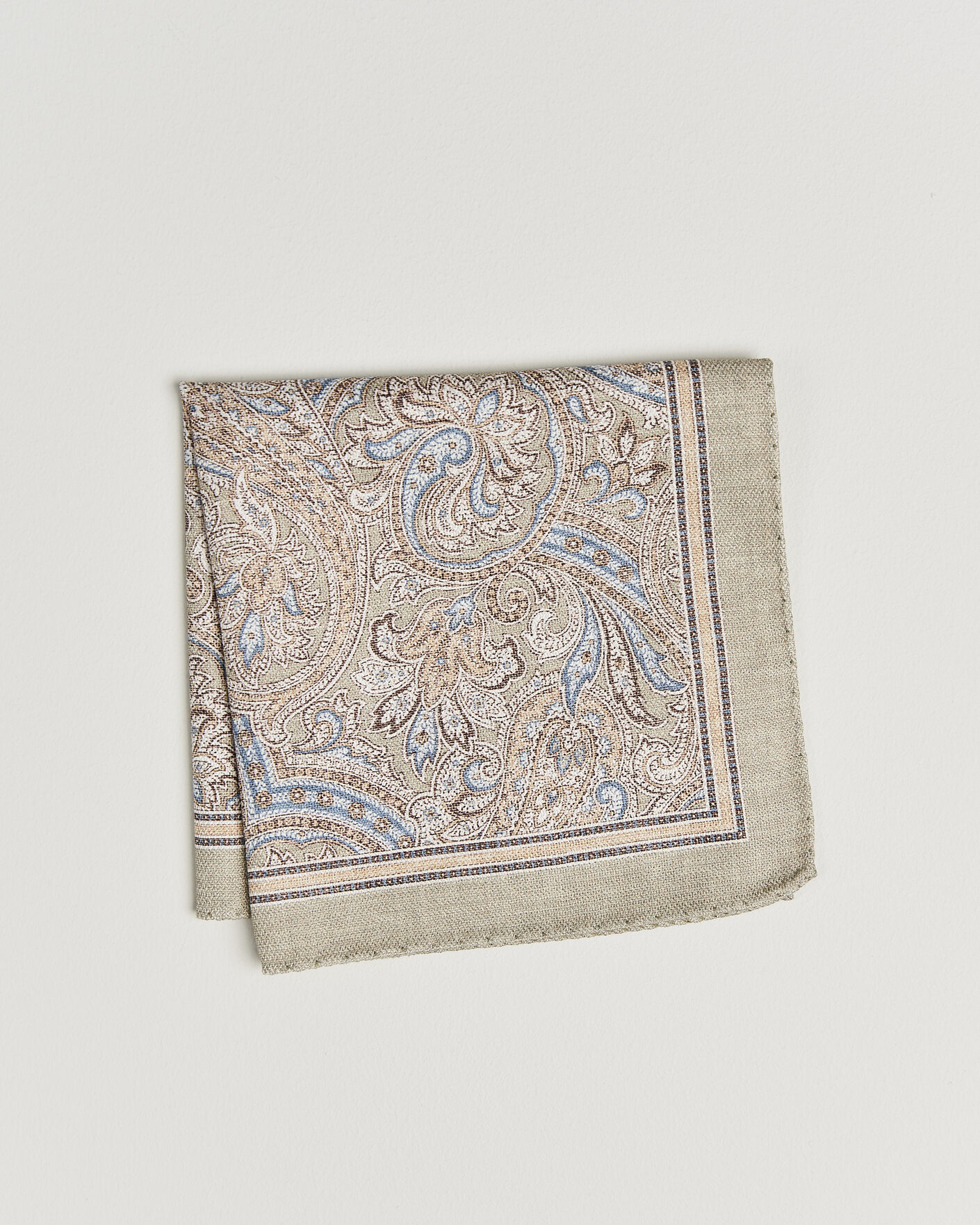 Homme | Pochettes De Costume | Amanda Christensen | Silk Shappe Double Faced Pocket Square Green