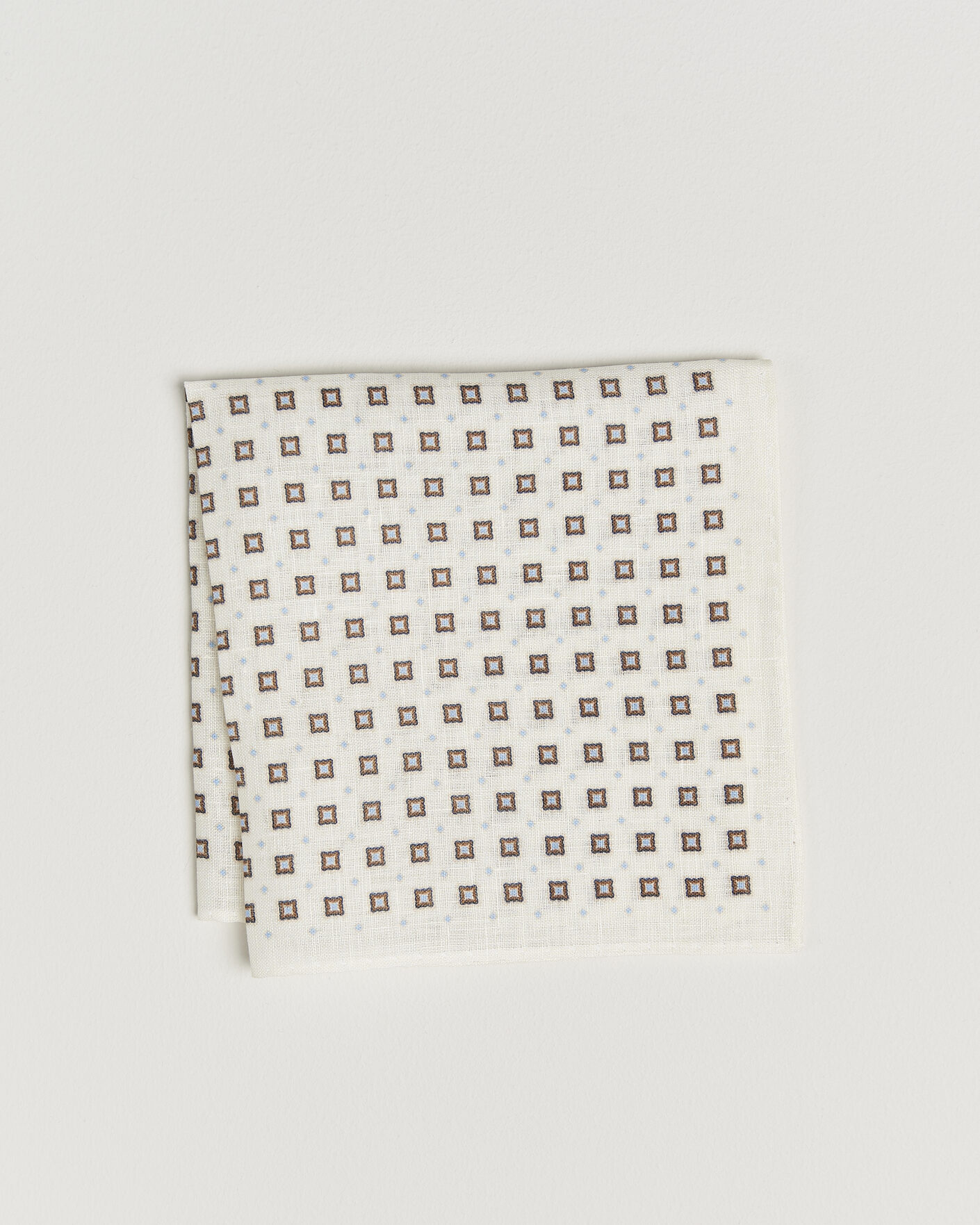 Homme | Pochettes De Costume | Amanda Christensen | Linen Medallion Pocket Square Cream