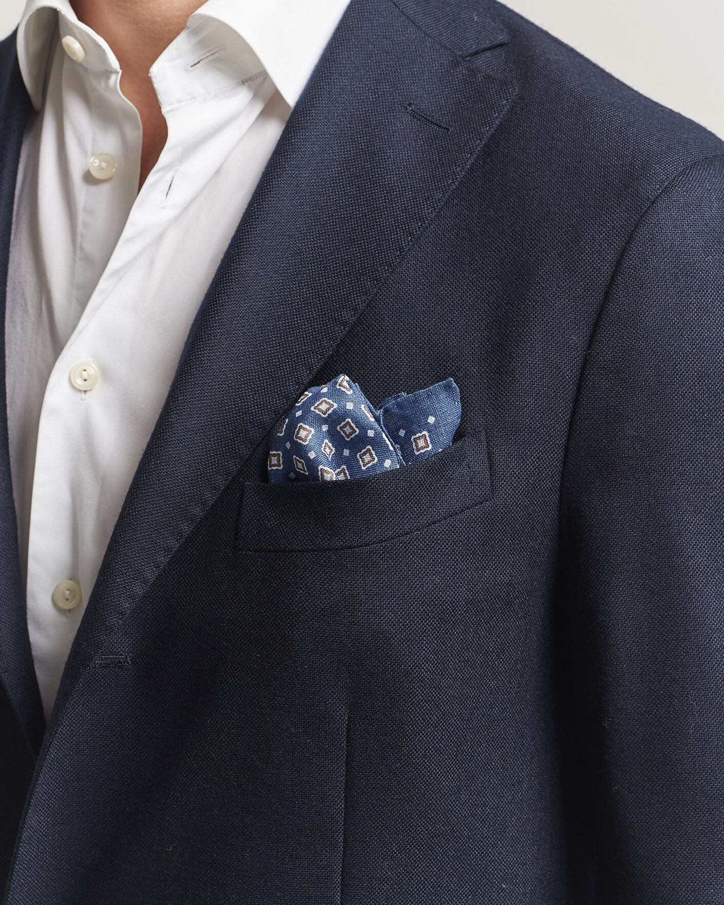 Homme | Pochettes De Costume | Amanda Christensen | Linen Medallion Pocket Square Navy