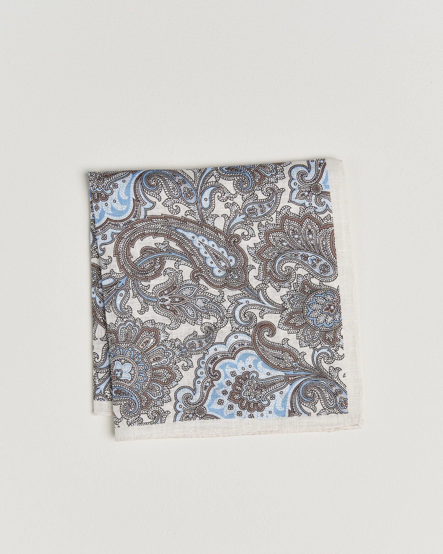 Homme | Pochettes De Costume | Amanda Christensen | Linen Large Paisley Pocket Square Cream
