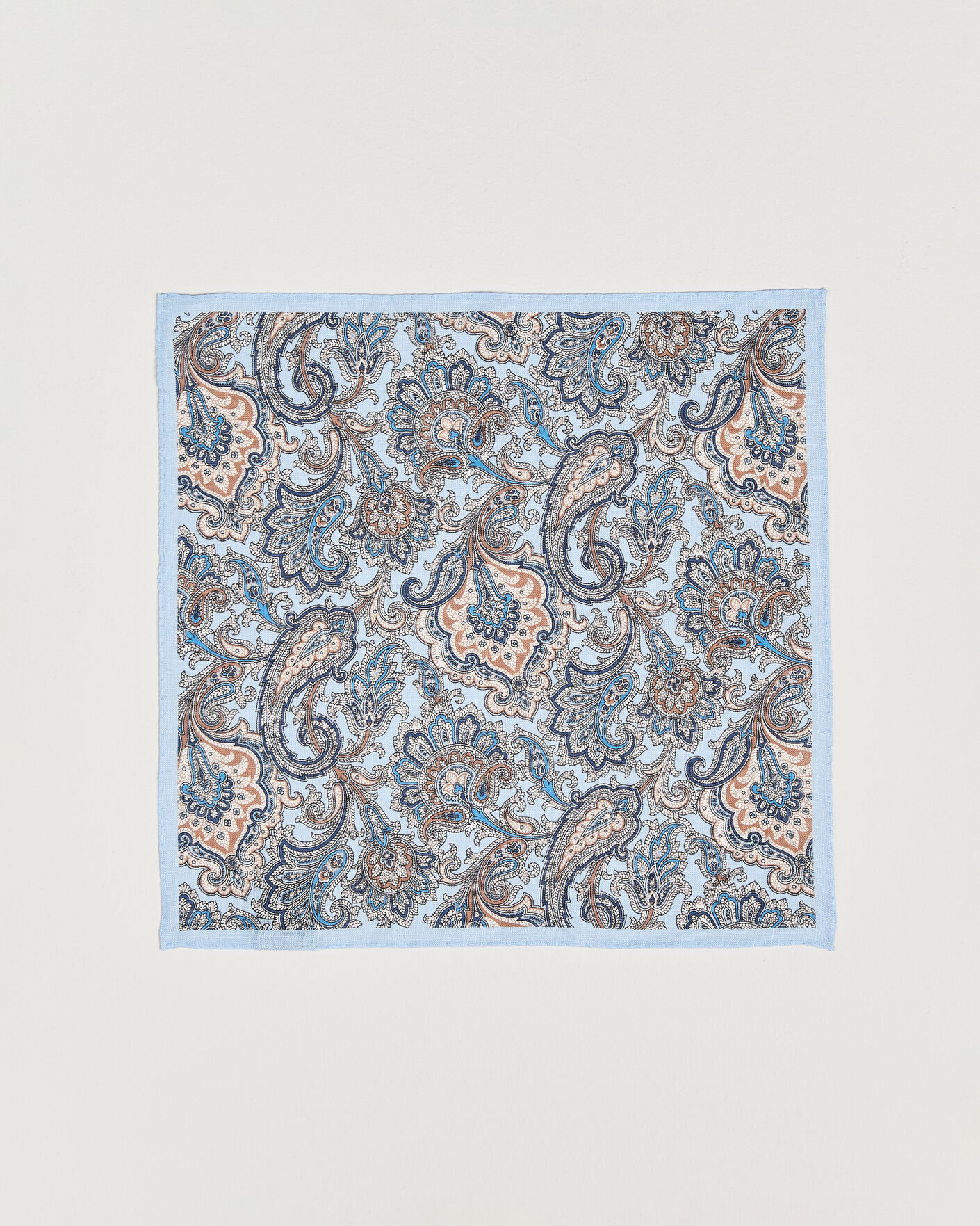 Homme | Pochettes De Costume | Amanda Christensen | Linen Large Paisley Pocket Square Blue