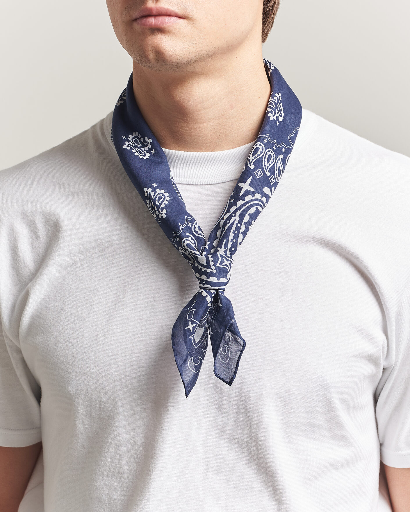 Homme | Écharpes | Amanda Christensen | Cotton Voilé Paisley Bandana Navy