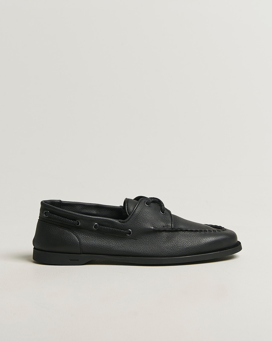 Homme | Chaussures Bateau | John Lobb | Foil Boat Shoes Black Grain