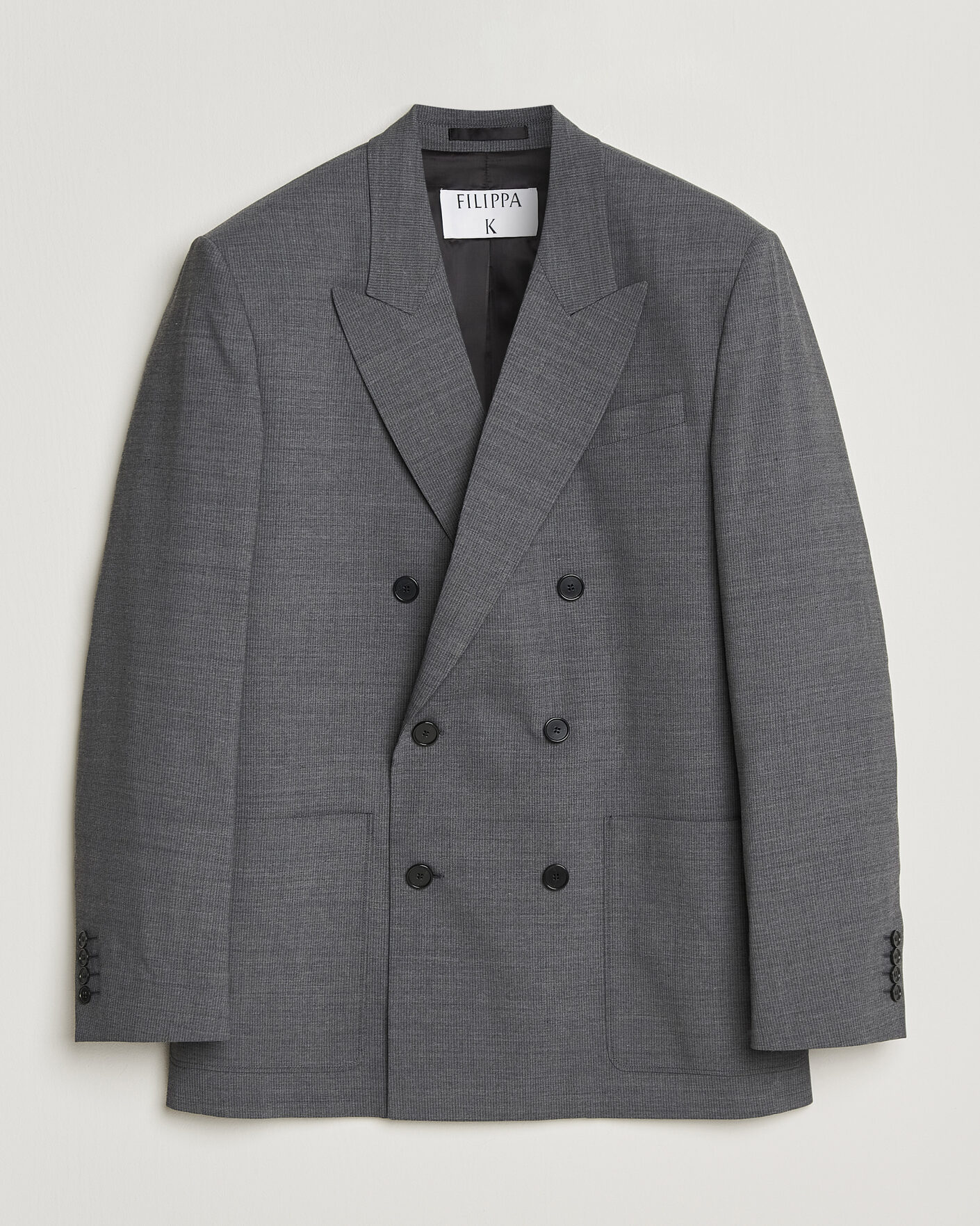 Homme | Blazers | Filippa K | Michael Wool Pinstriped Double Breasted Blazer Mid Grey