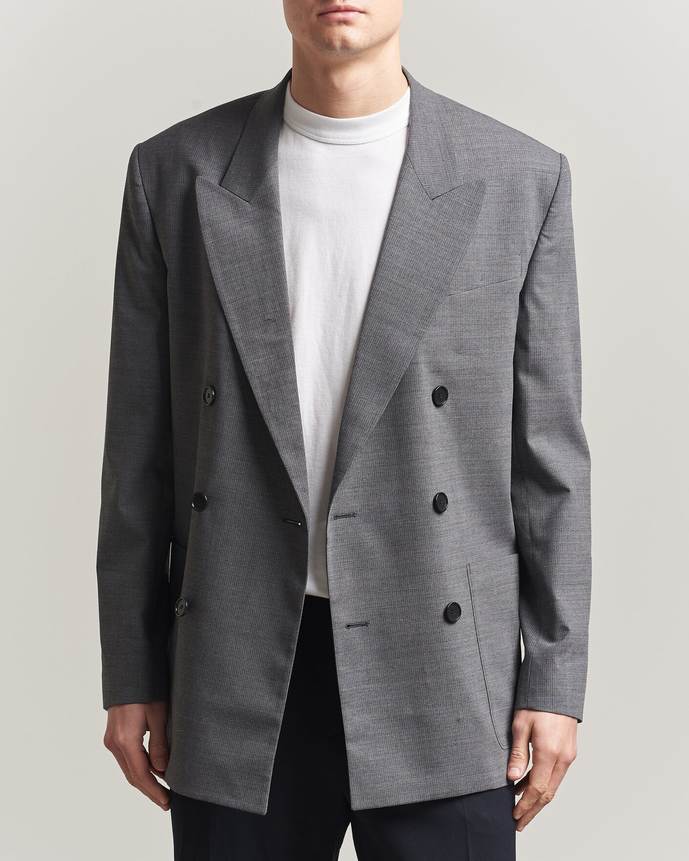 Homme | Blazers | Filippa K | Michael Wool Pinstriped Double Breasted  Blazer Mid Grey