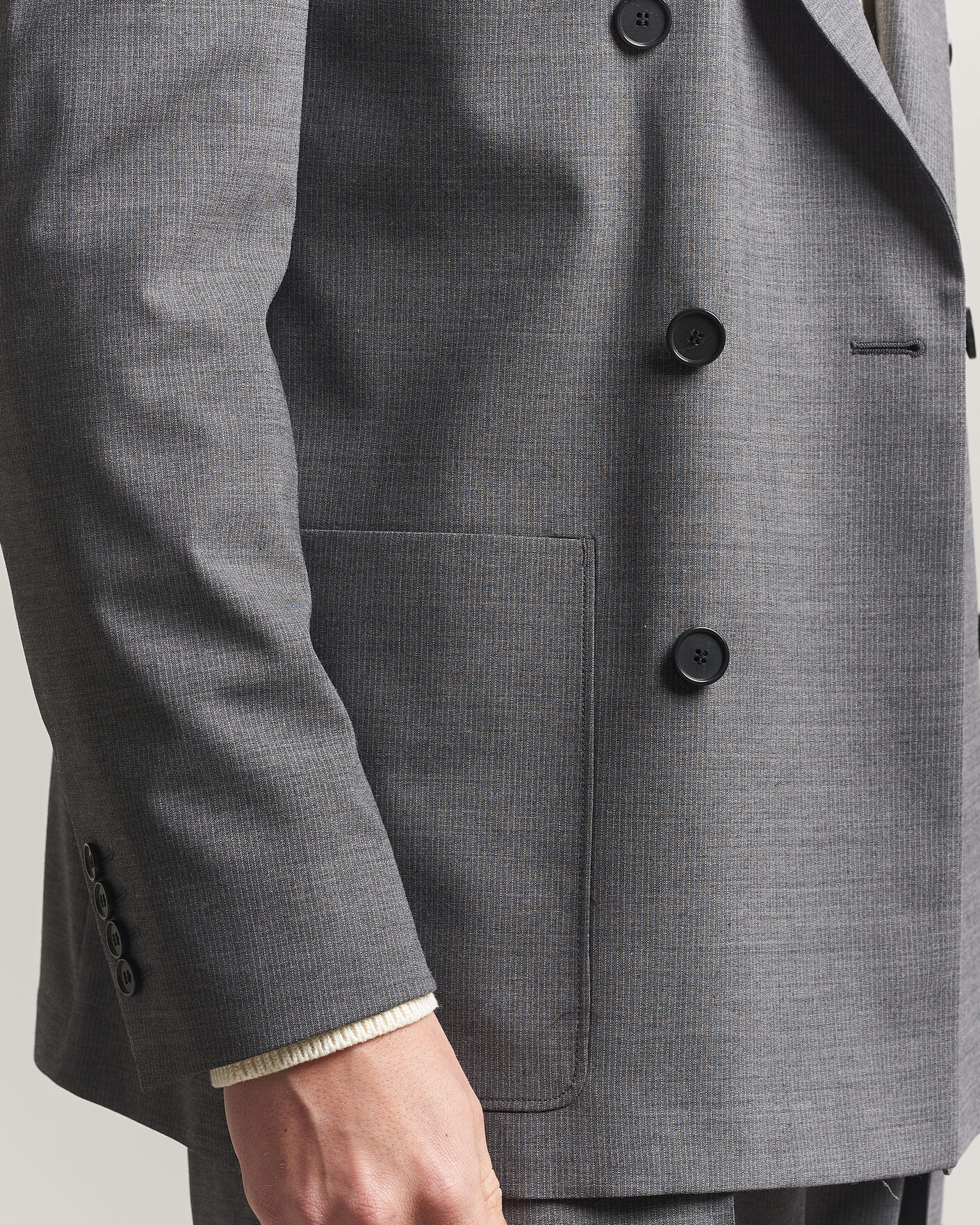 Homme | Blazers | Filippa K | Michael Wool Pinstriped Double Breasted Blazer Mid Grey