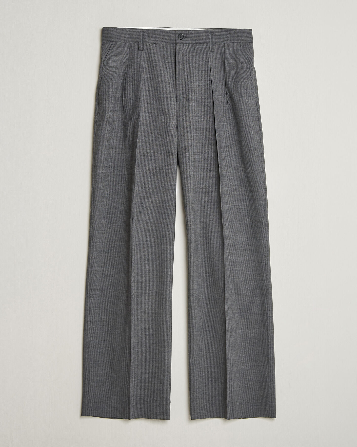 Homme | Pantalons | Filippa K | Milo Wide Wool Pinstriped Trousers Mid Grey