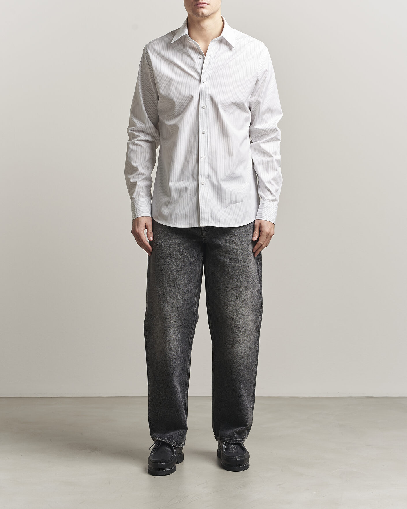 Homme | Chemises | Filippa K | Cotton Poplin Striped Shirt White/Black