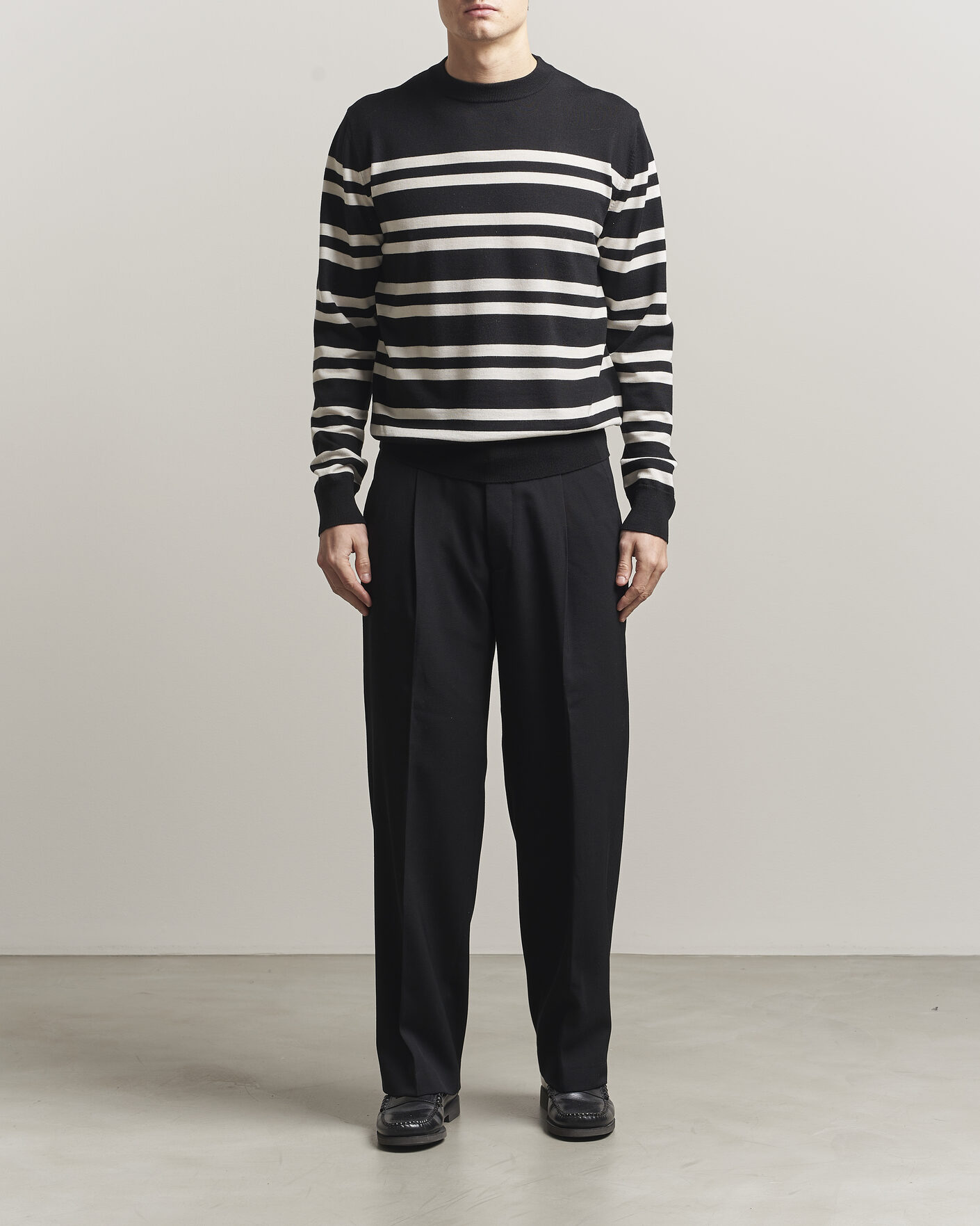 Homme | Pulls Et Tricots | Filippa K | Merino Knitted Striped Sweater Black/White