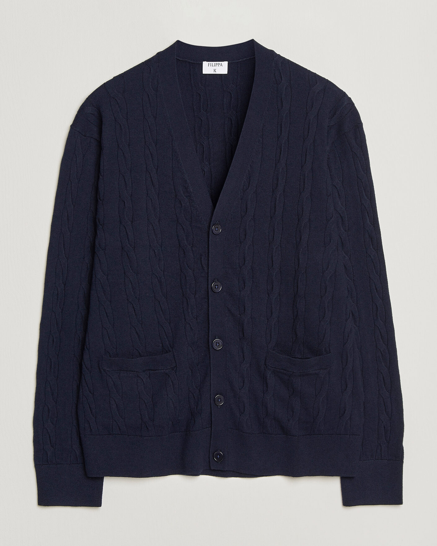 Homme | Pulls Et Tricots | Filippa K | Cotton/Merino Cable Cardigan Navy