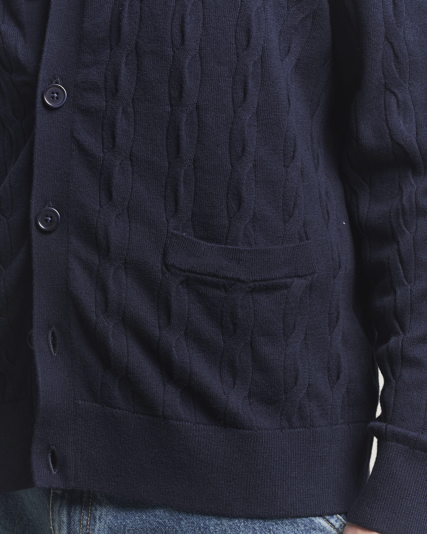 Homme | Pulls Et Tricots | Filippa K | Cotton/Merino Cable Cardigan Navy