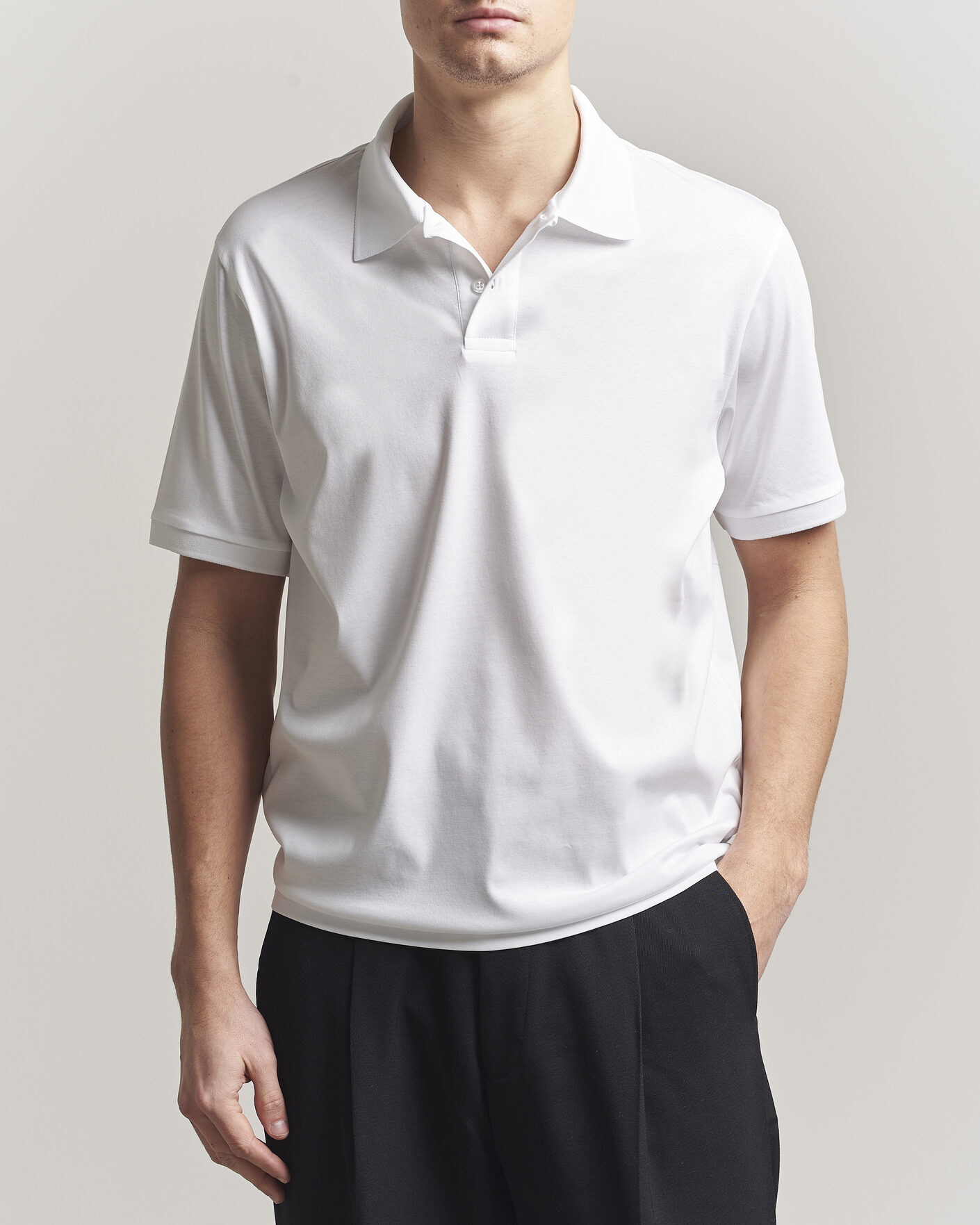 Homme | Polos | Filippa K | Technical Cotton Polo White