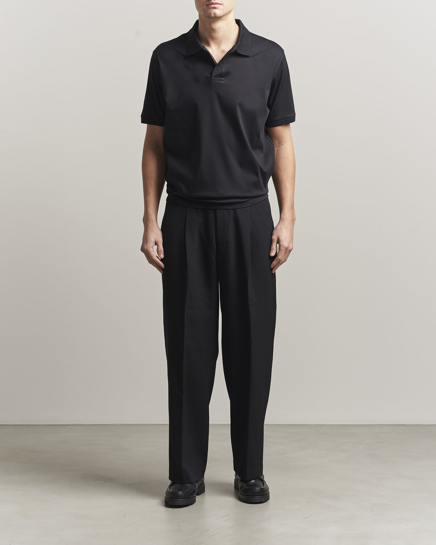 Homme | Polos | Filippa K | Technical Cotton Polo Black