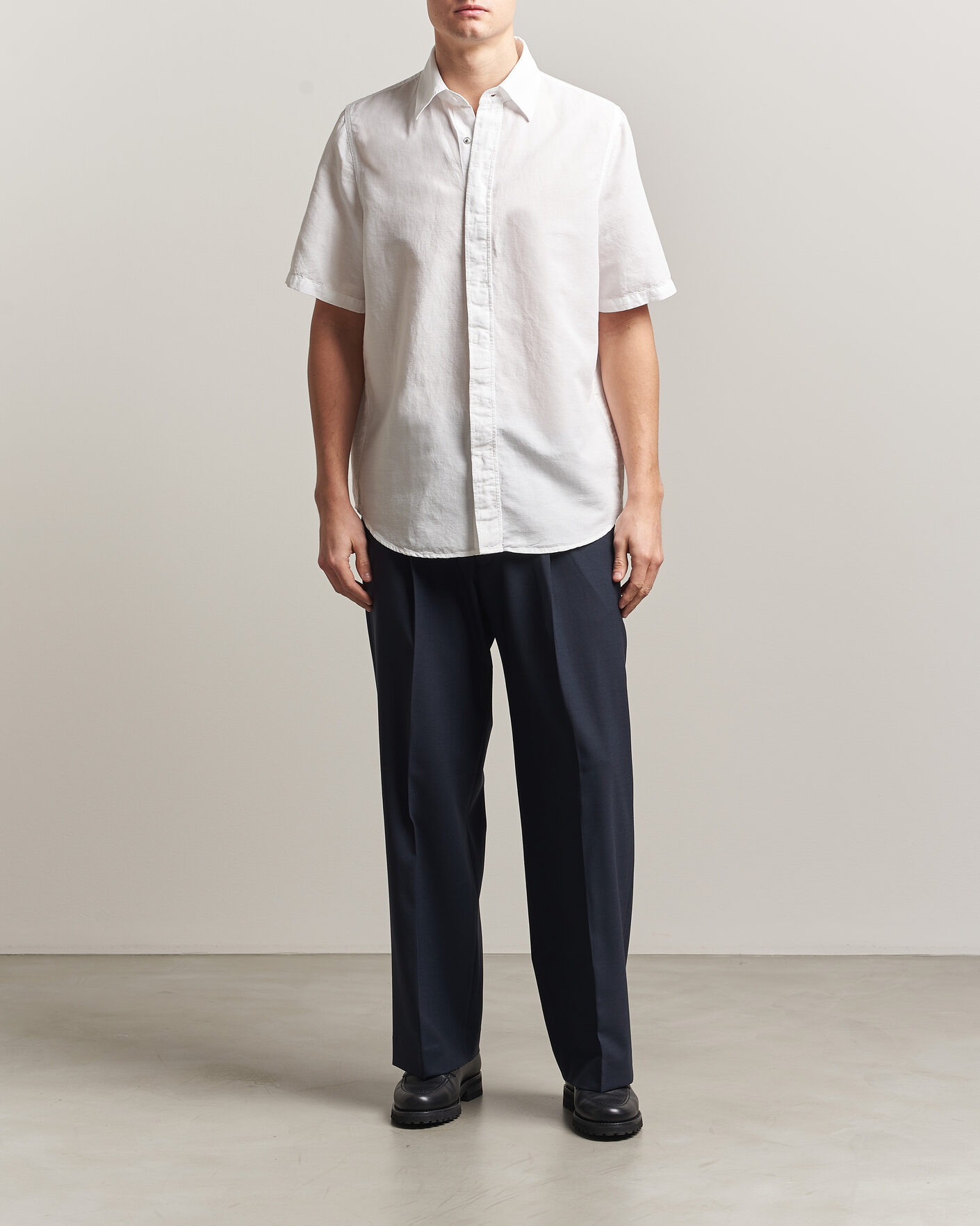 Homme | Chemises | Filippa K | Cotton/Linen Short Sleeve Shirt White