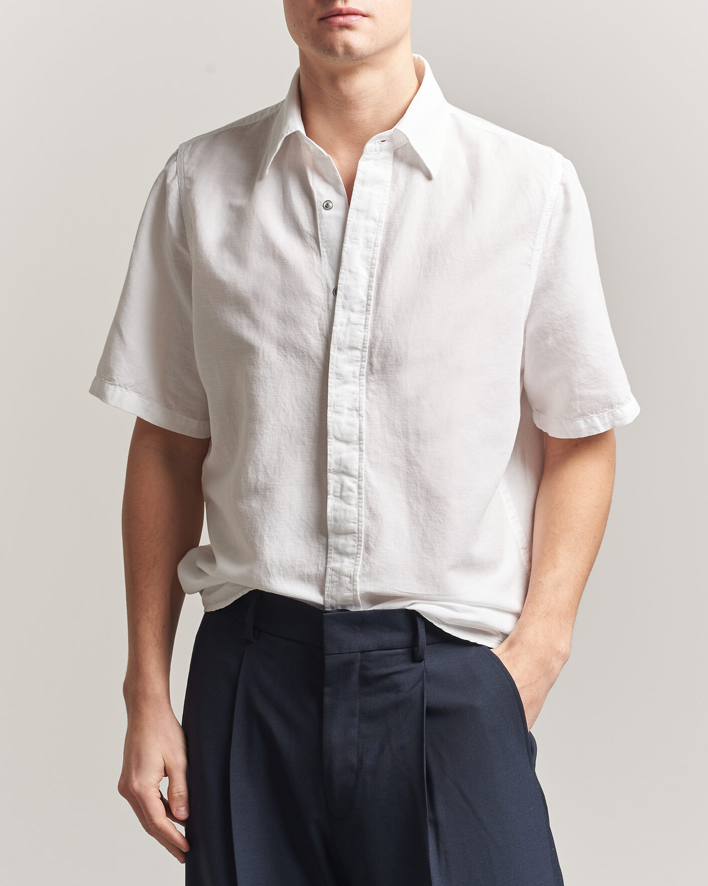 Homme | Chemises | Filippa K | Cotton/Linen Short Sleeve Shirt White