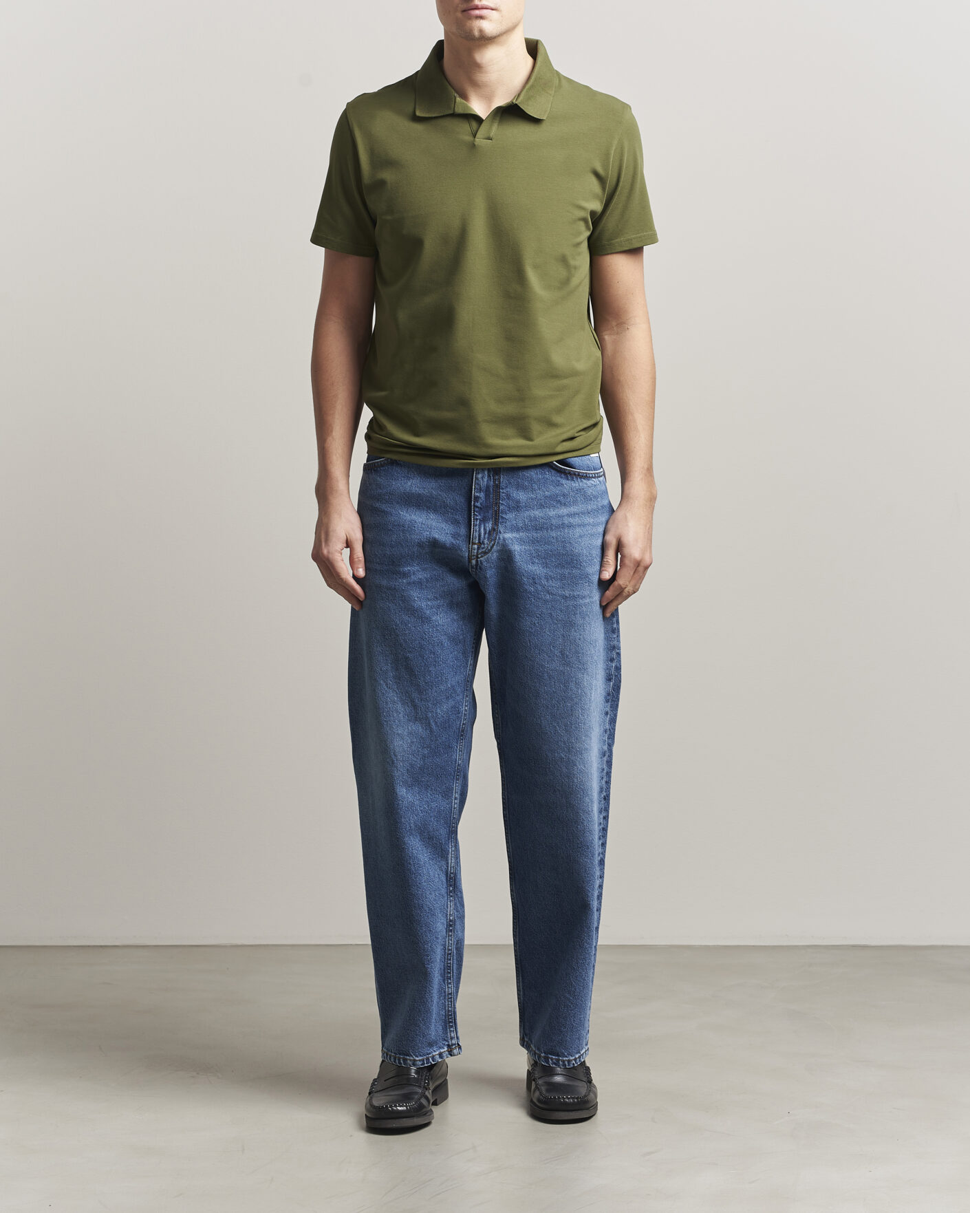 Homme | Polos | Filippa K | Soft Lycra Polo T-Shirt Laurel Green